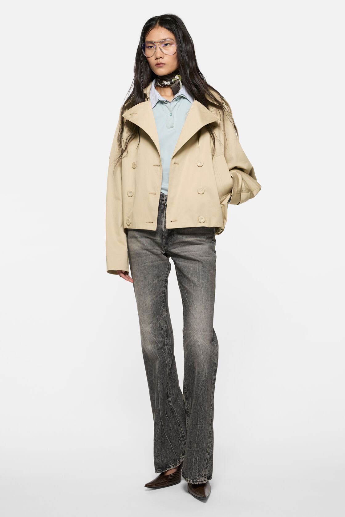 Short trench coat, Pale beige, 2000x