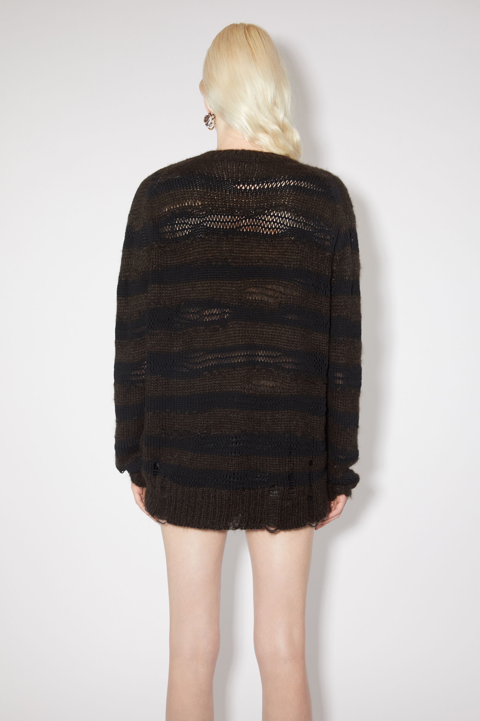 아크네 스튜디오 Acne Studios Distressed stripe jumper - Warm Charcoal Grey/Black,Warm Charcoal grey/black