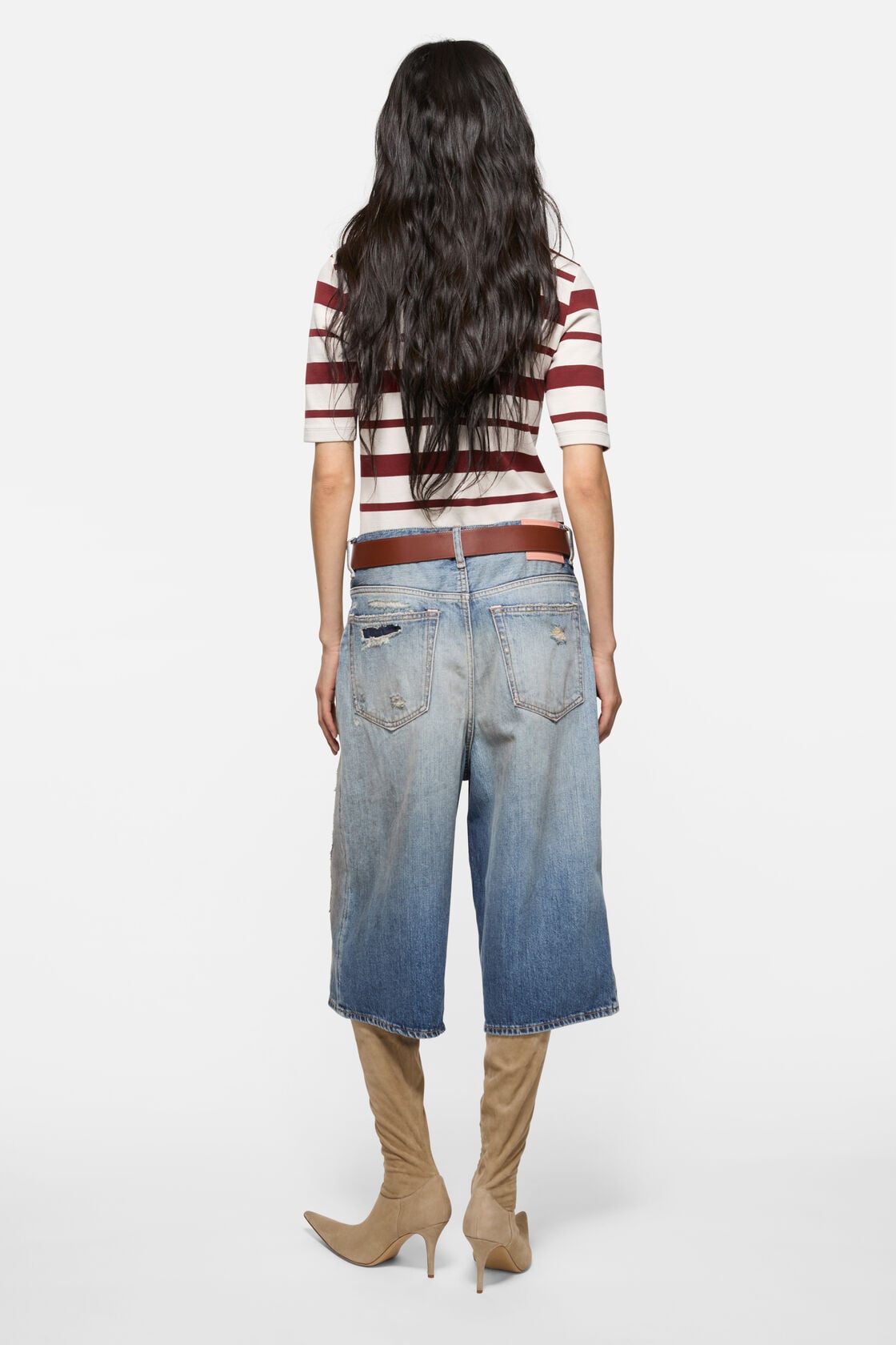 Mended denim shorts, Mid Blue, 2000x