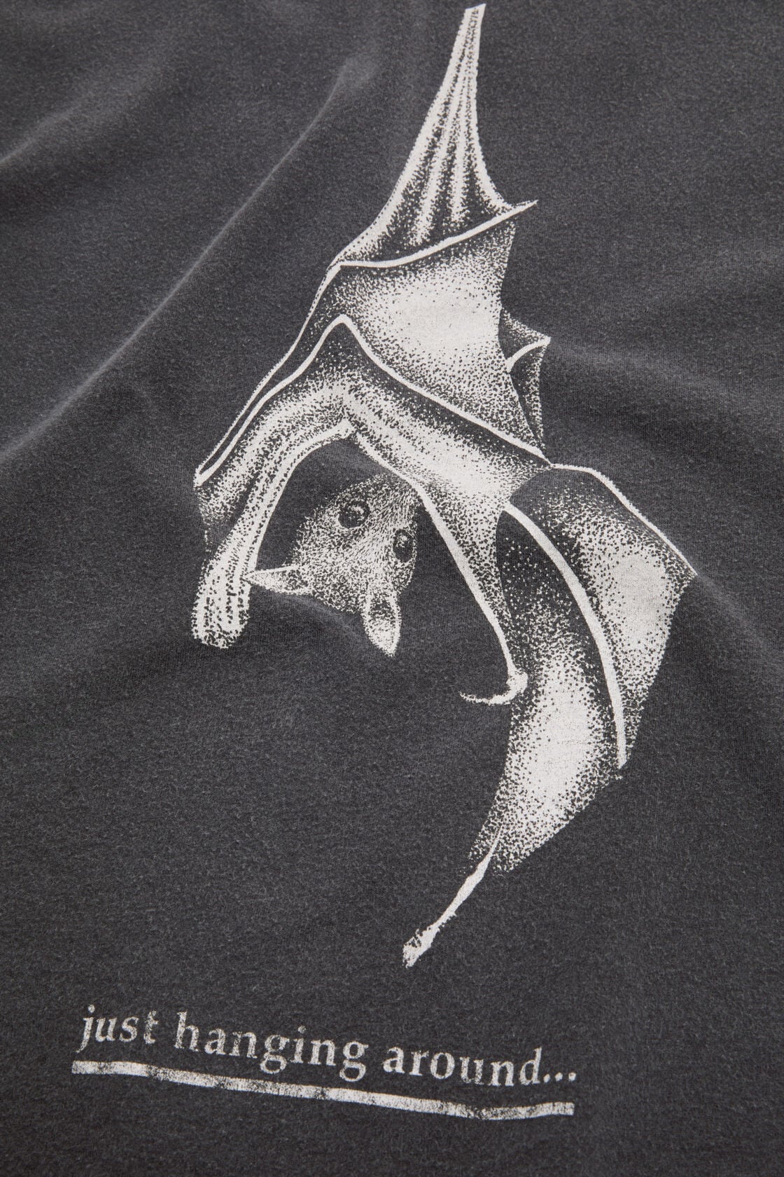 グラフィックコウモリTシャツ, フェイデッドブラック, 2000x