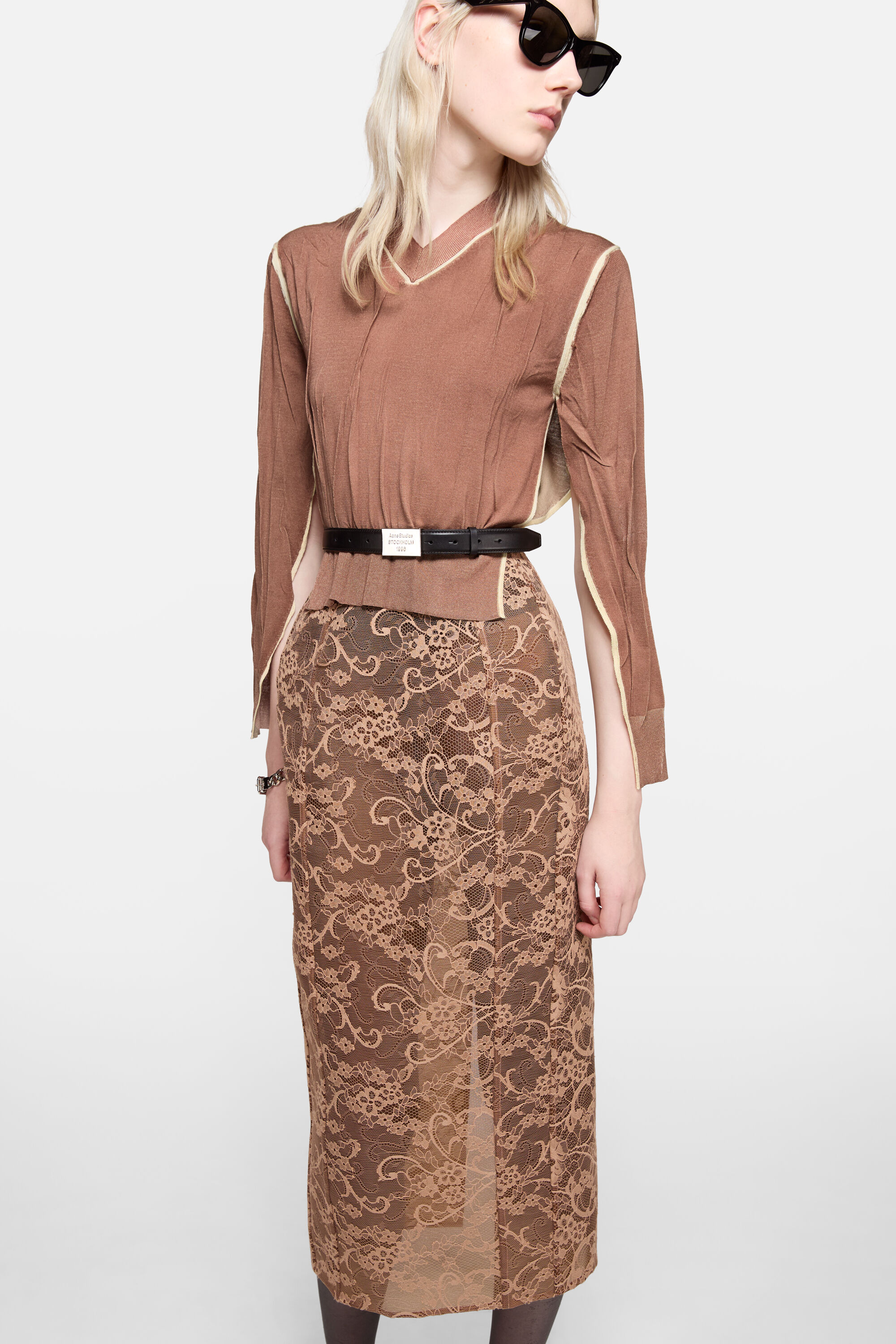Acne Studios - Lace midi skirt - Bronze Brown