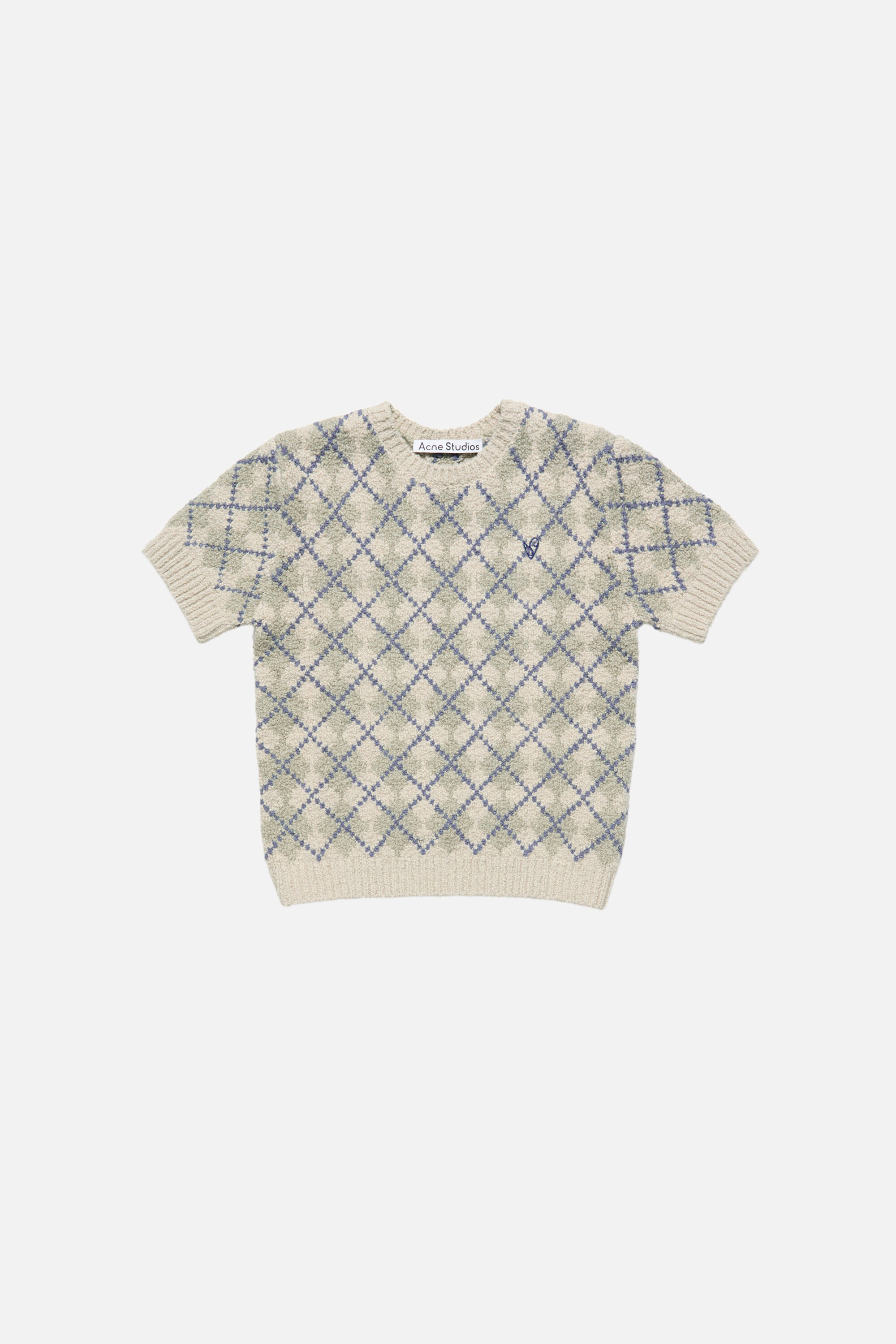 Acne Studios - Bouclé Argyle Knit Sweater - Grey/white