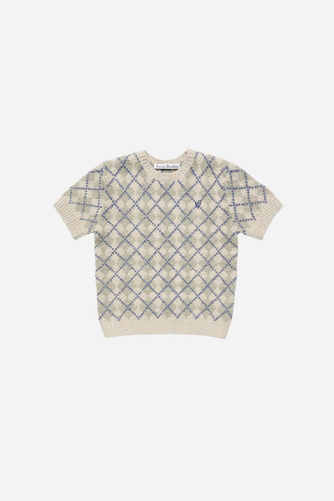 Boucl&eacute; Argyle Knit Sweater, Grey/white, 2000x