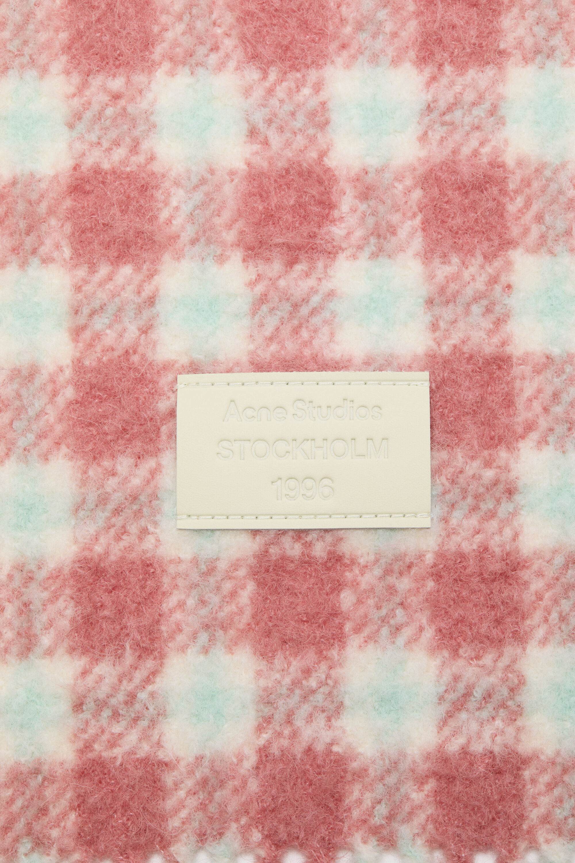 Acne Studios - Checked logo scarf - Pink/blue