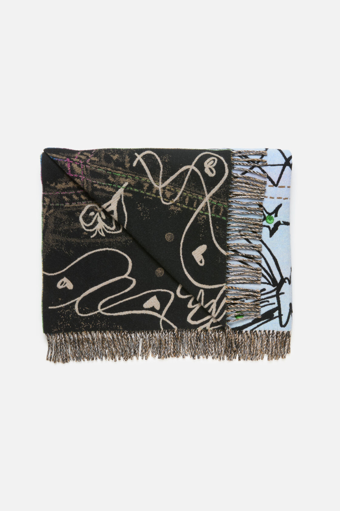 Fringe blanket, Denim blue, 2000x