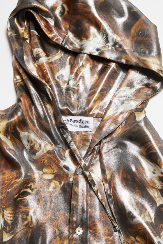 Acne Studios - Jacke mit Folien-Print - Kakaobraun/Multi