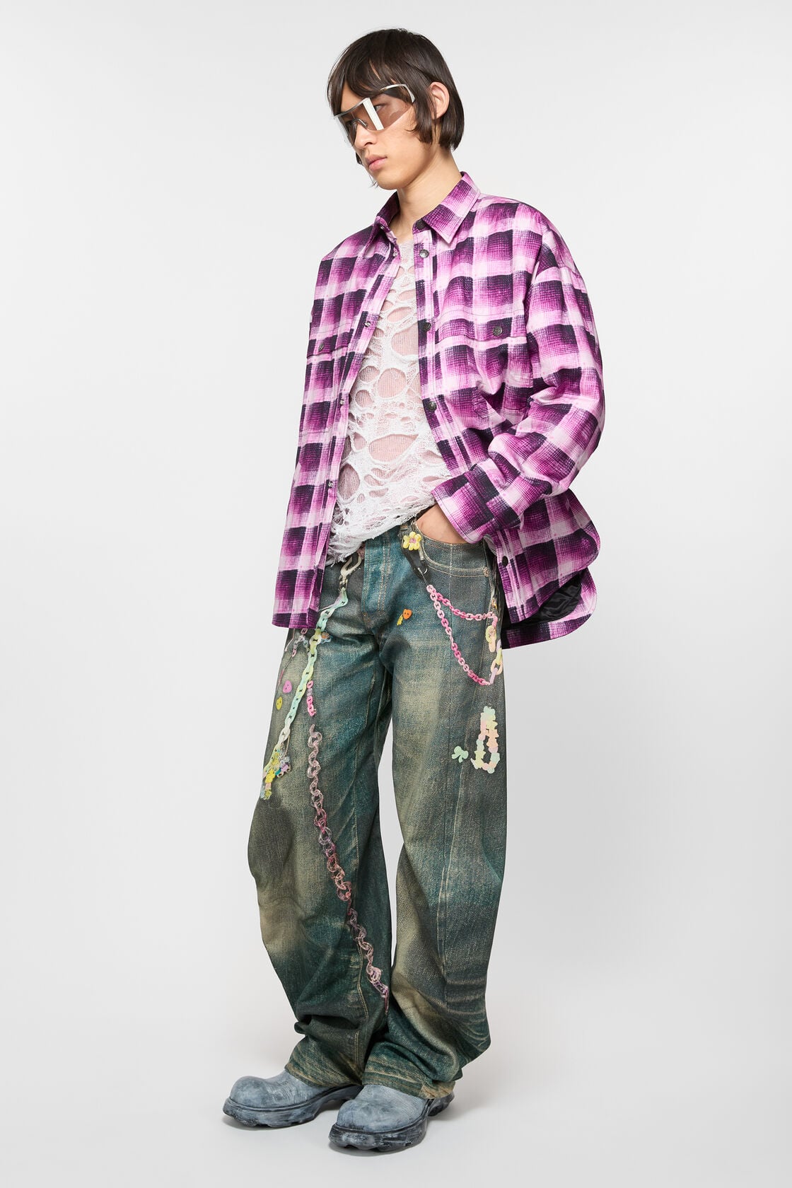Check button-up shirt, Pink, 2000x