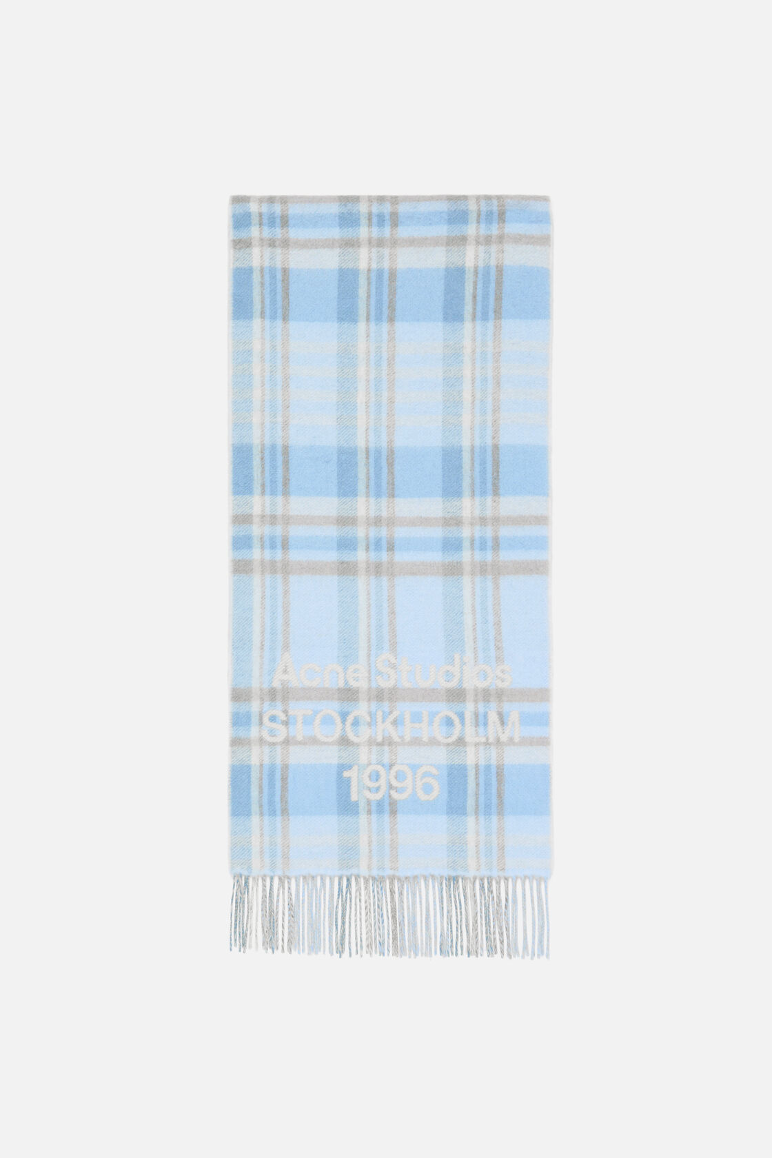Check logo scarf - Wide, Aqua blue/beige, 2000x