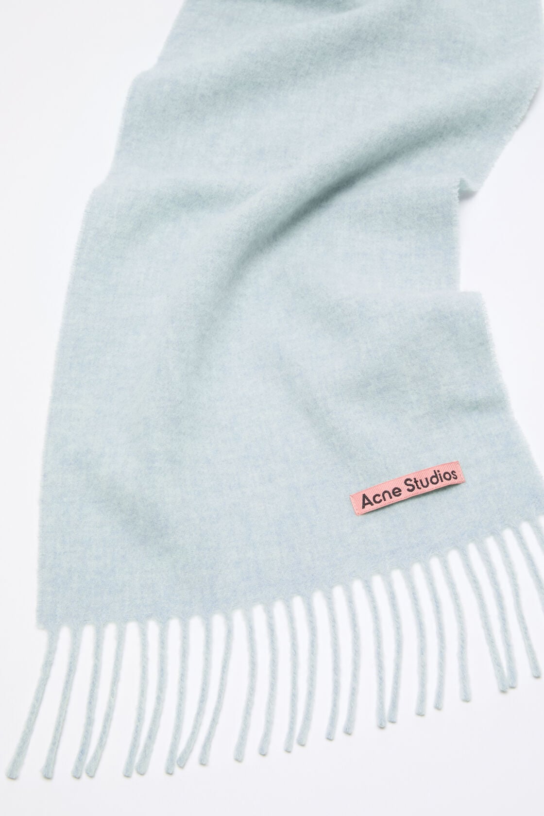 Fringe wool scarf - skinny, Ice Blue Melange, 2000x