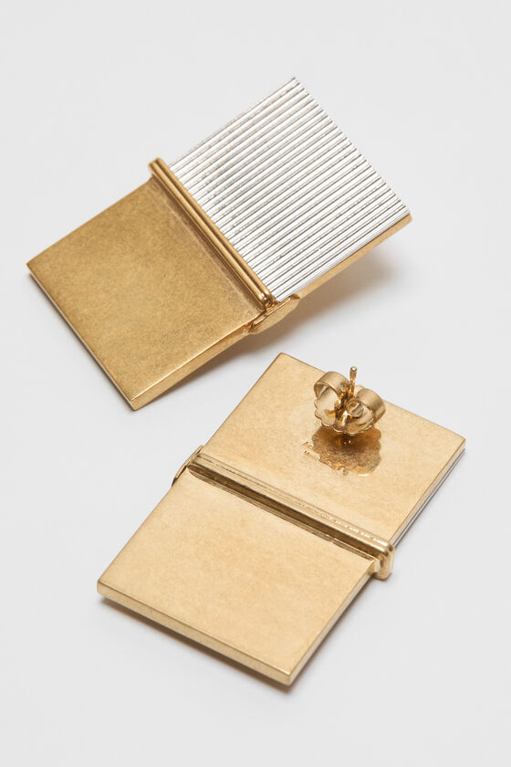 Notepad earrings, Gold/silver, 2000x