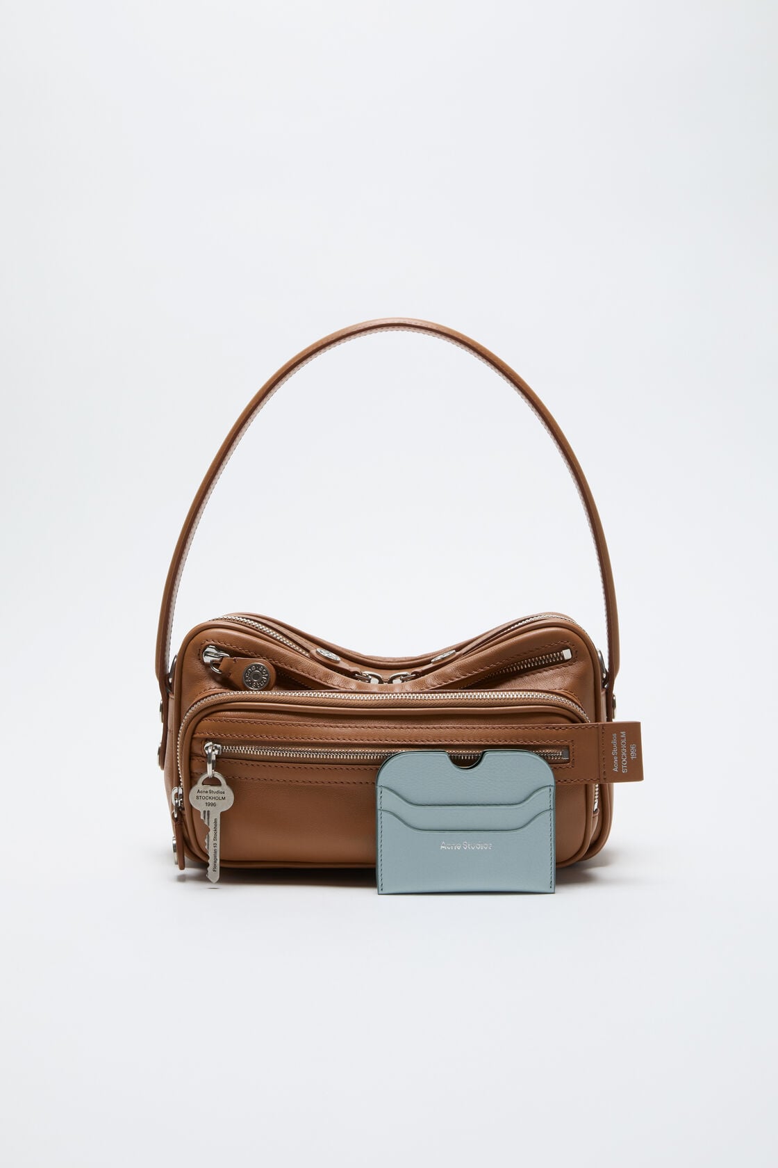 Leather card holder wallet, Dusty blue, 2000x