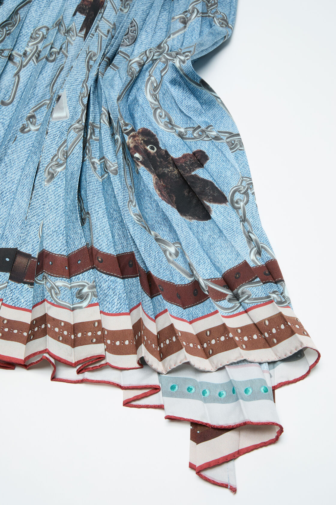 Long pleated skirt, Denim blue, 2000x