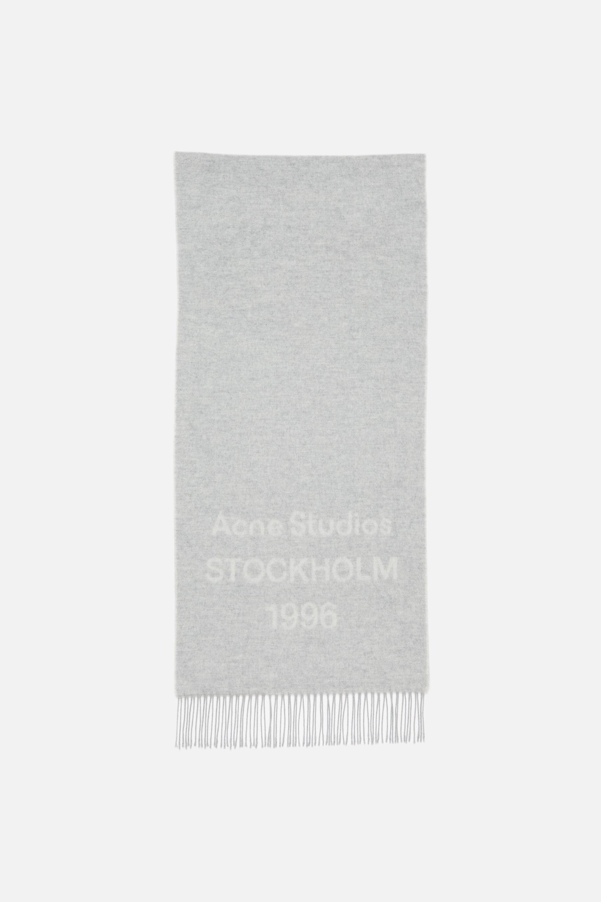 Acne Studios ロゴマフラー 1996 グレー Acne Studios - Logo scarf - Wide - Light Grey Melange / White