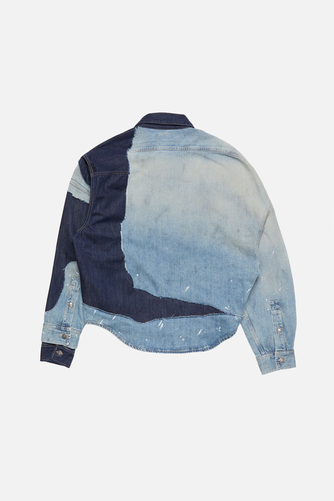 Patchwork Denim Shirt, Indigo/blue, 2000x
