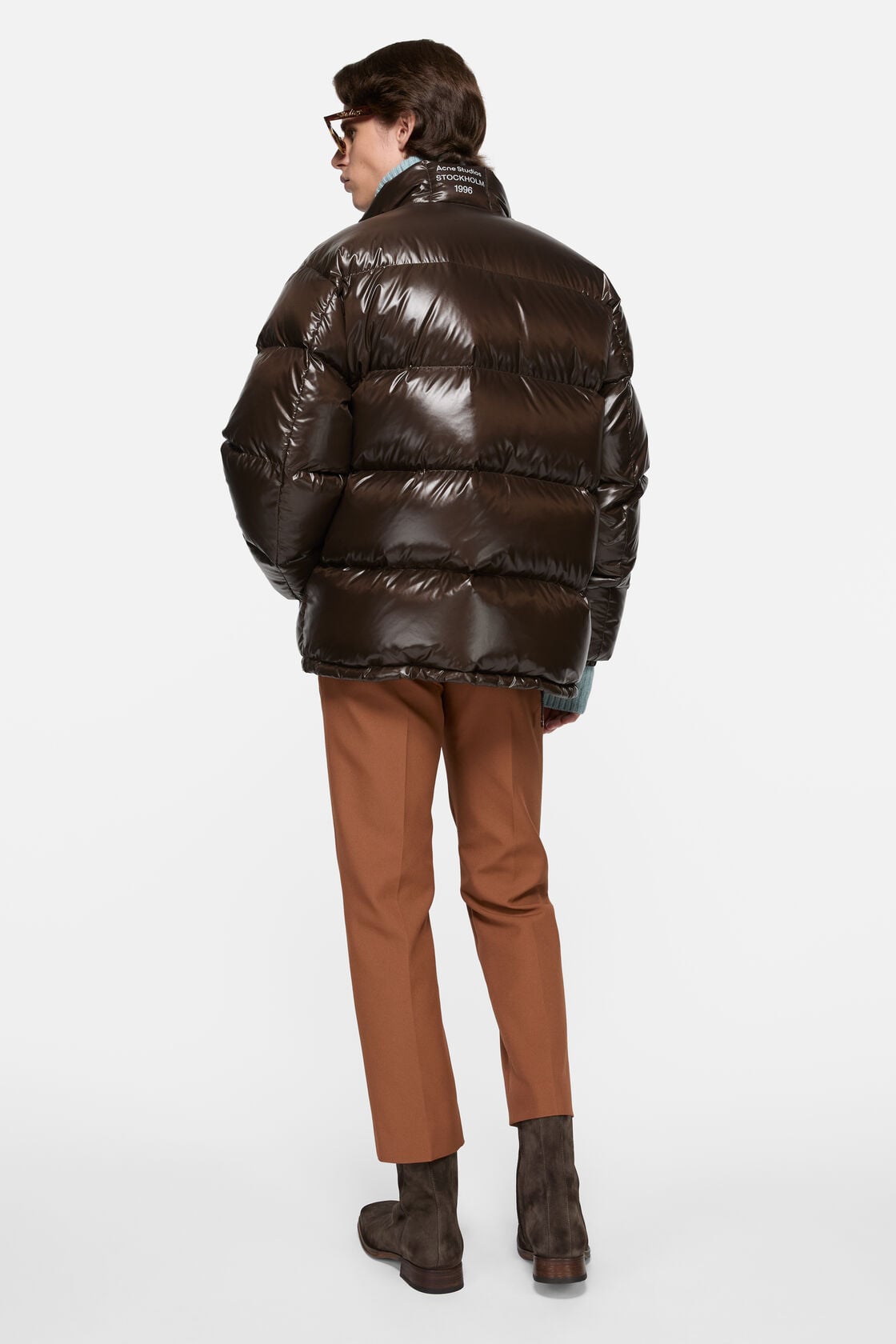Shiny Quilted Down Jacket, Brown, 2000x
