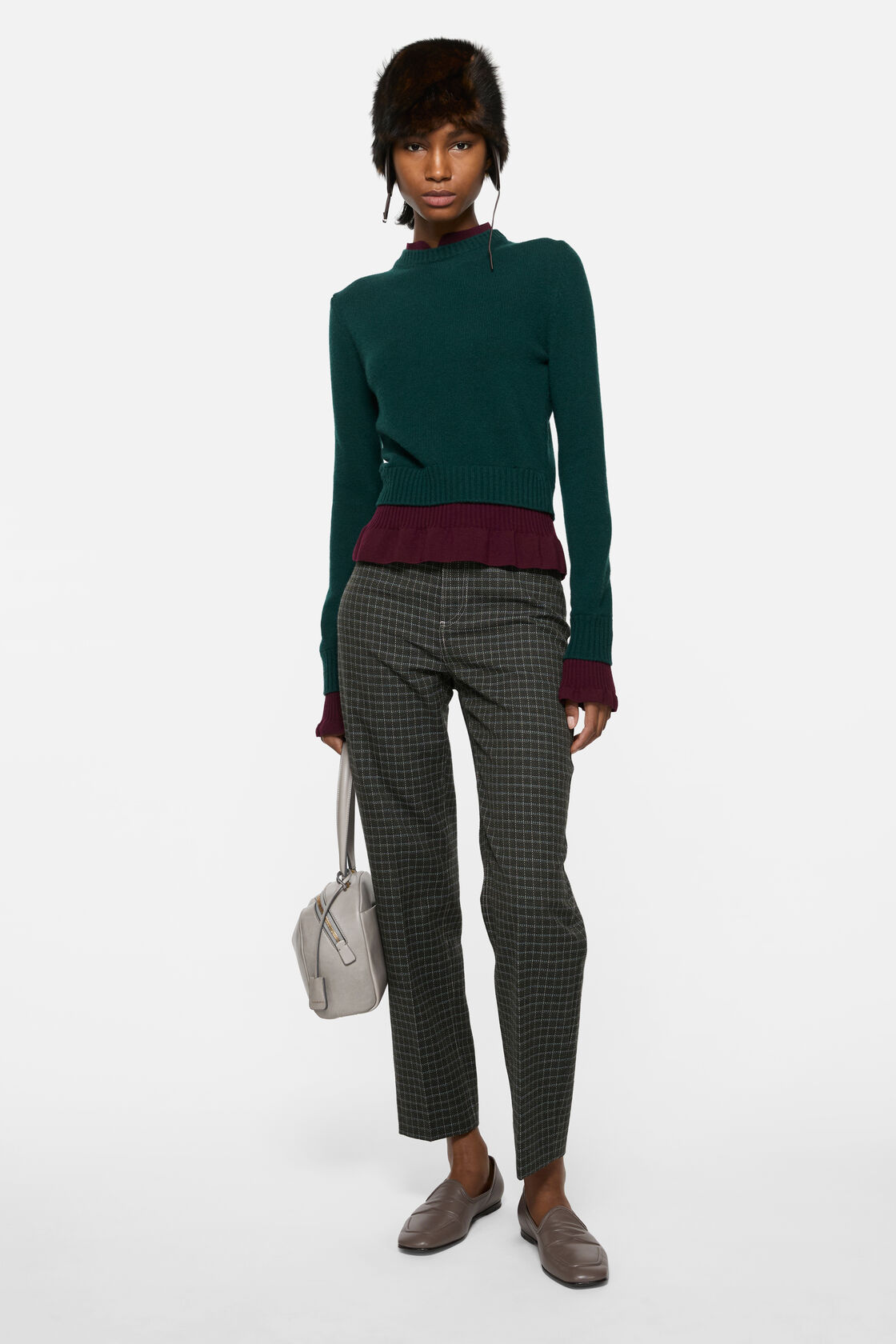 Layered knit sweater, Dark green, 2000x