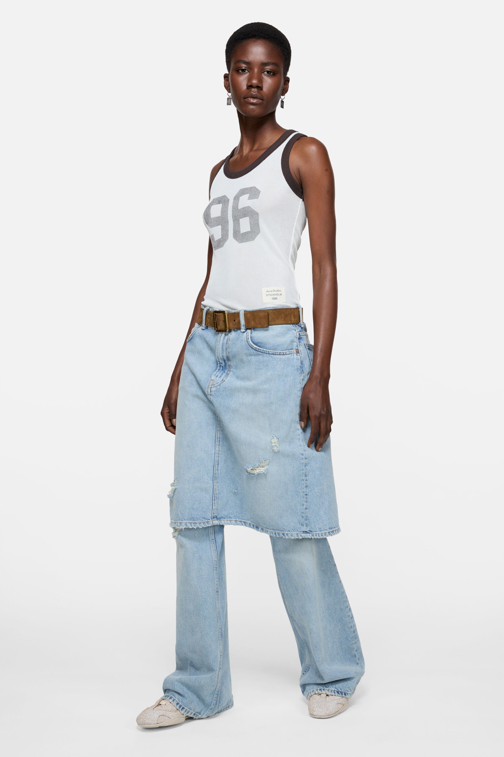 Acne Studios - Sheer logo tank top - Brown/white