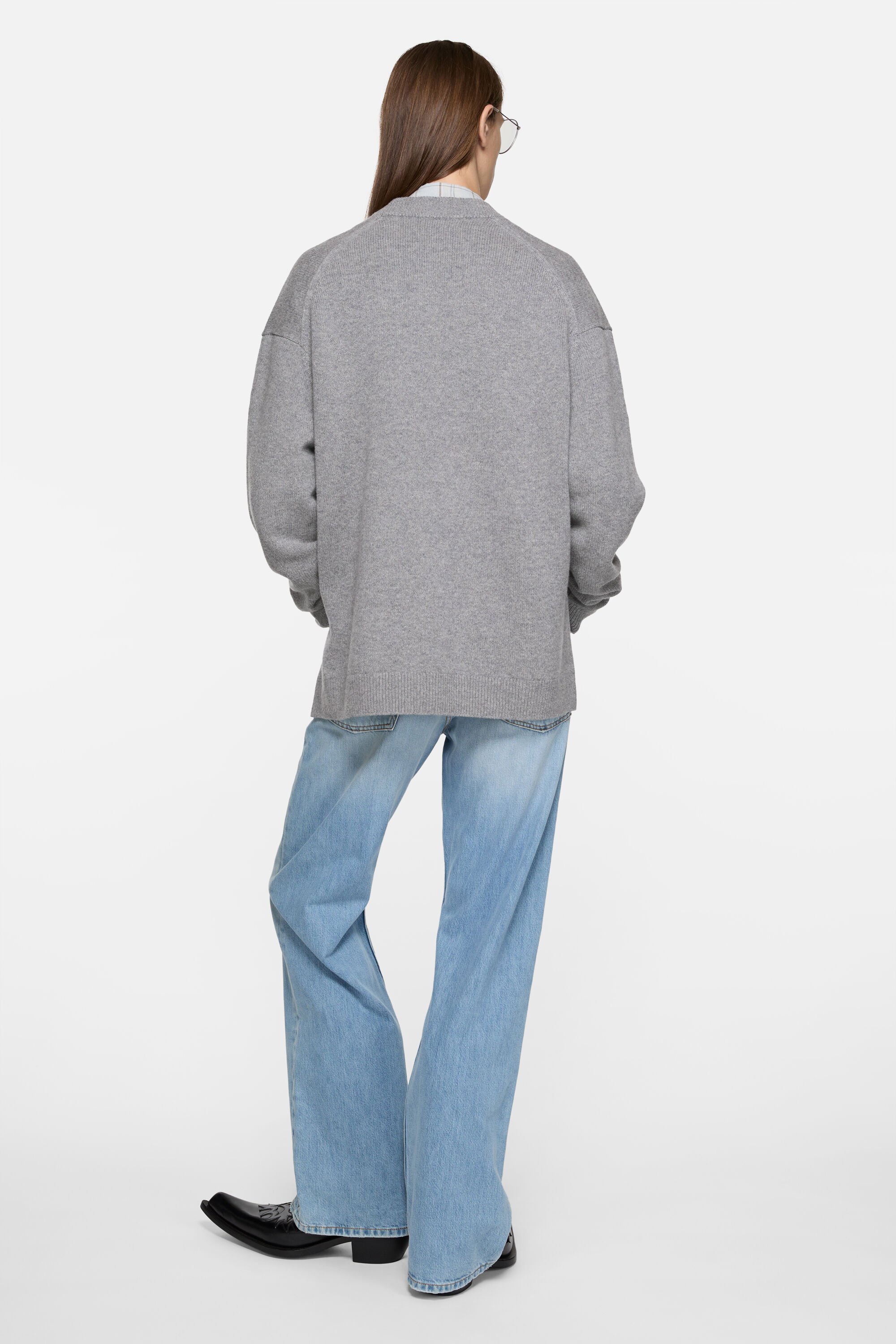 Acne Studios - ウールVネックカーディガン - ダークグレーメランジ