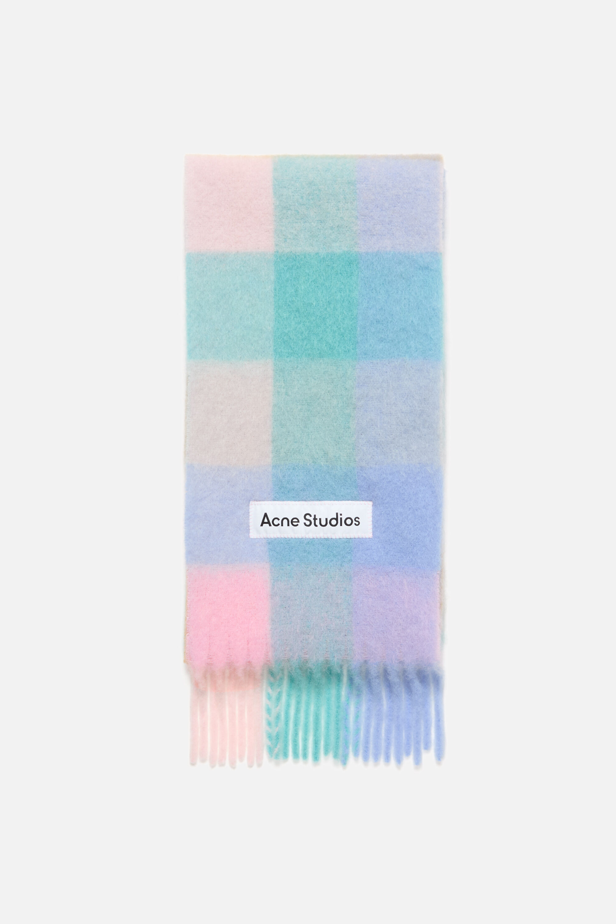 Acne Studios - モヘアチェックスカーフ - ベビーブルー/ピンク/アクア