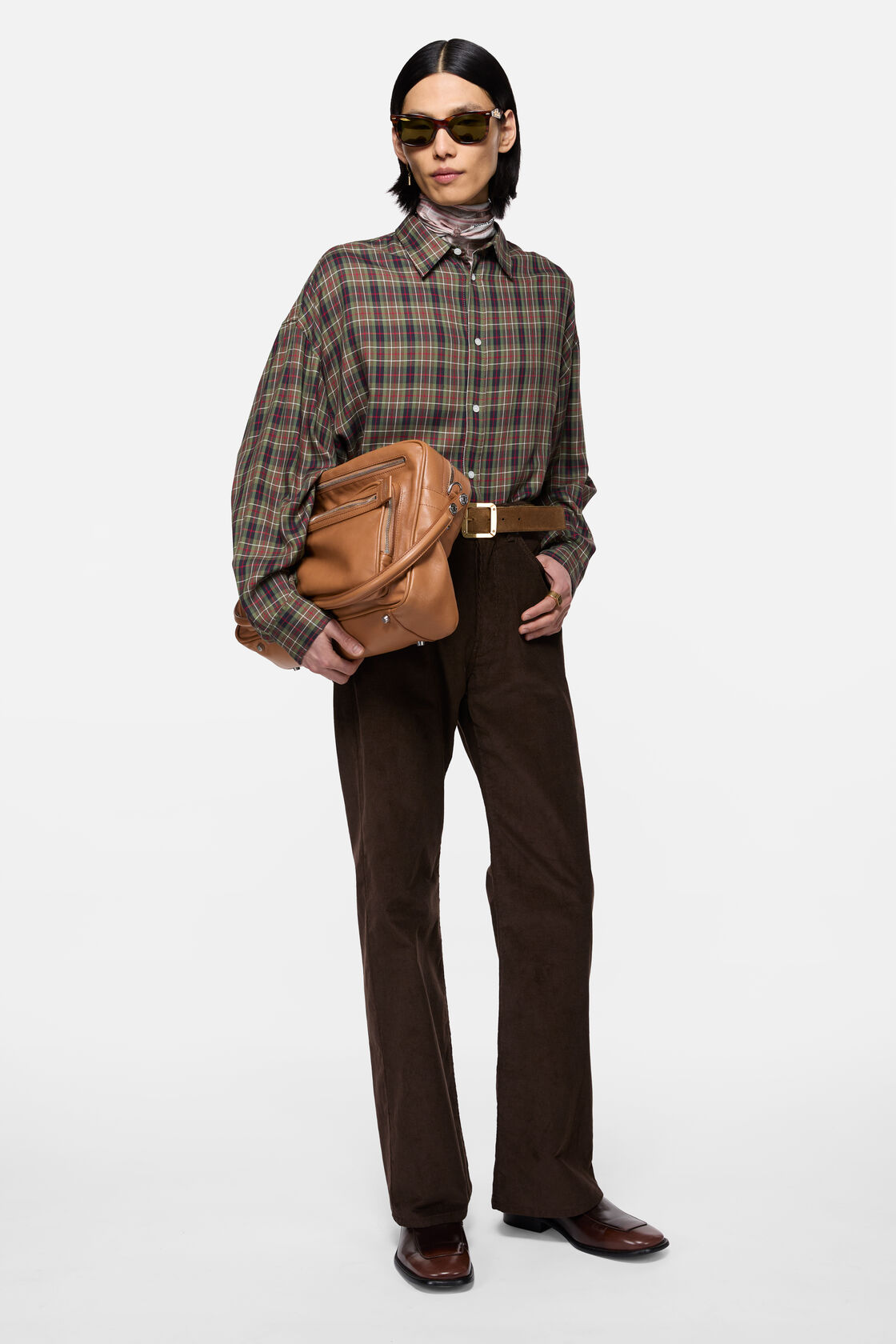 Flannel button-up shirt, Green multi, 2000x