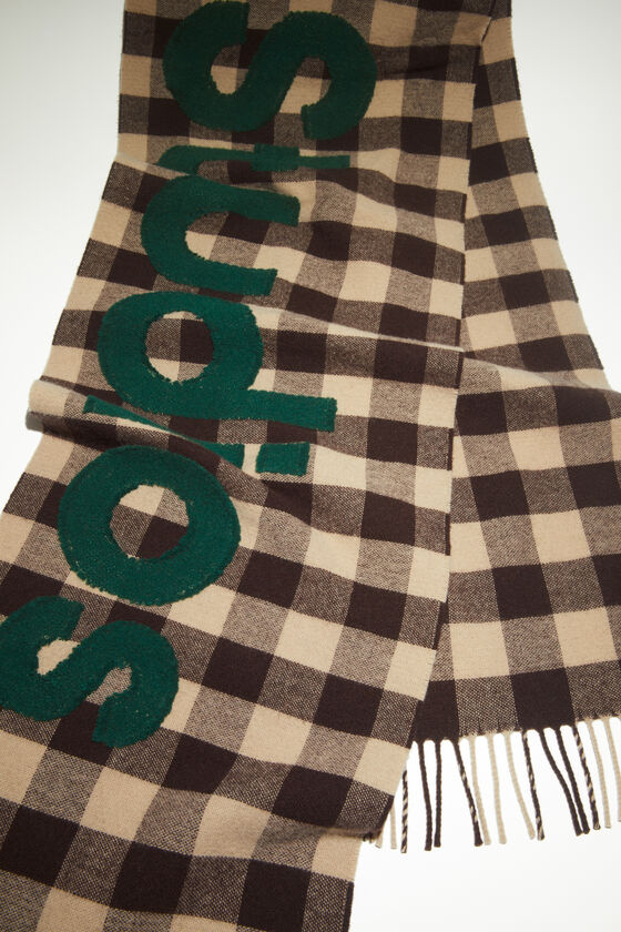 Acne Studios - Check logo scarf - Brown/green 
