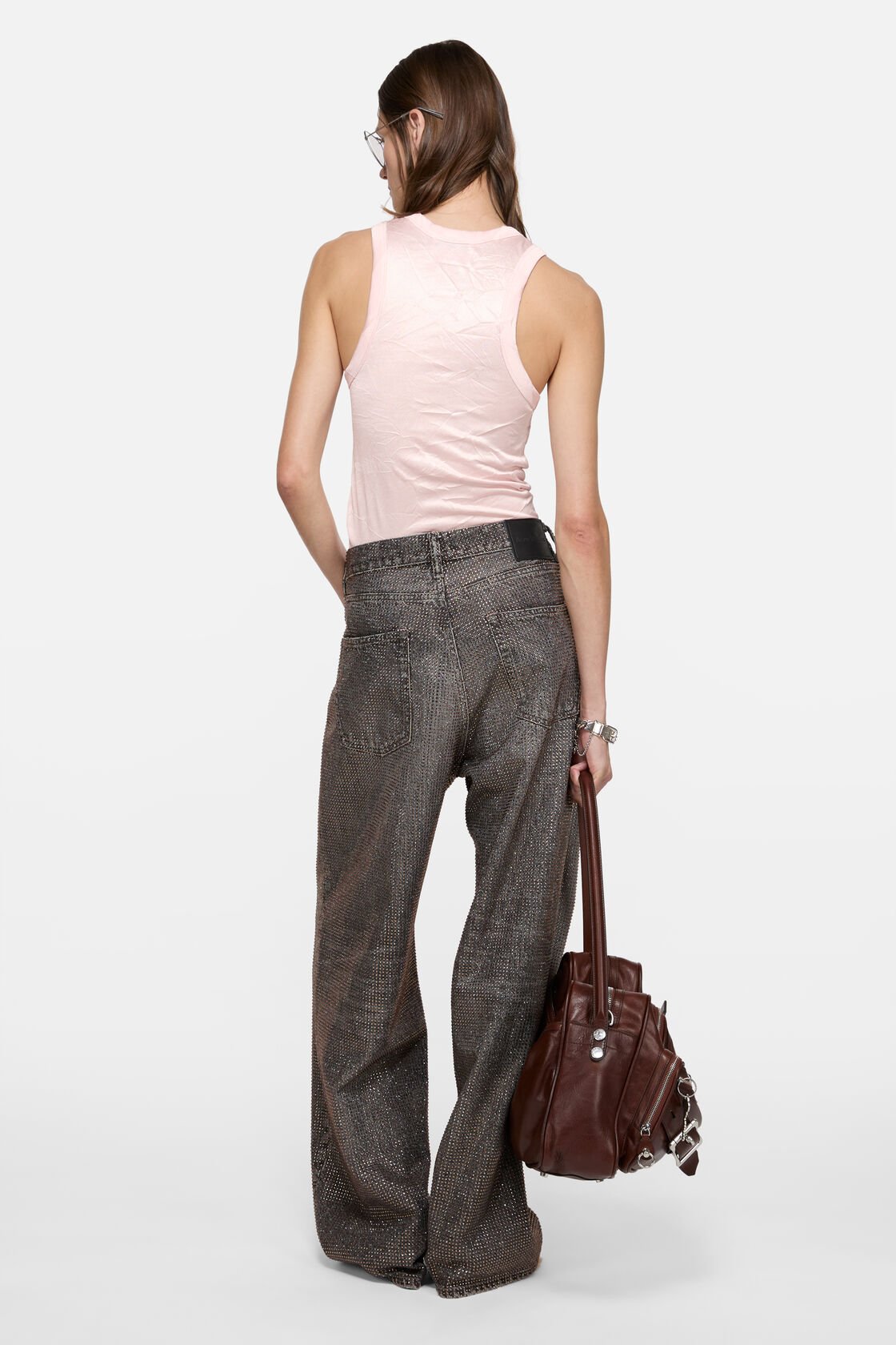 Crinkled printed tanktop, Powder pink, 2000x