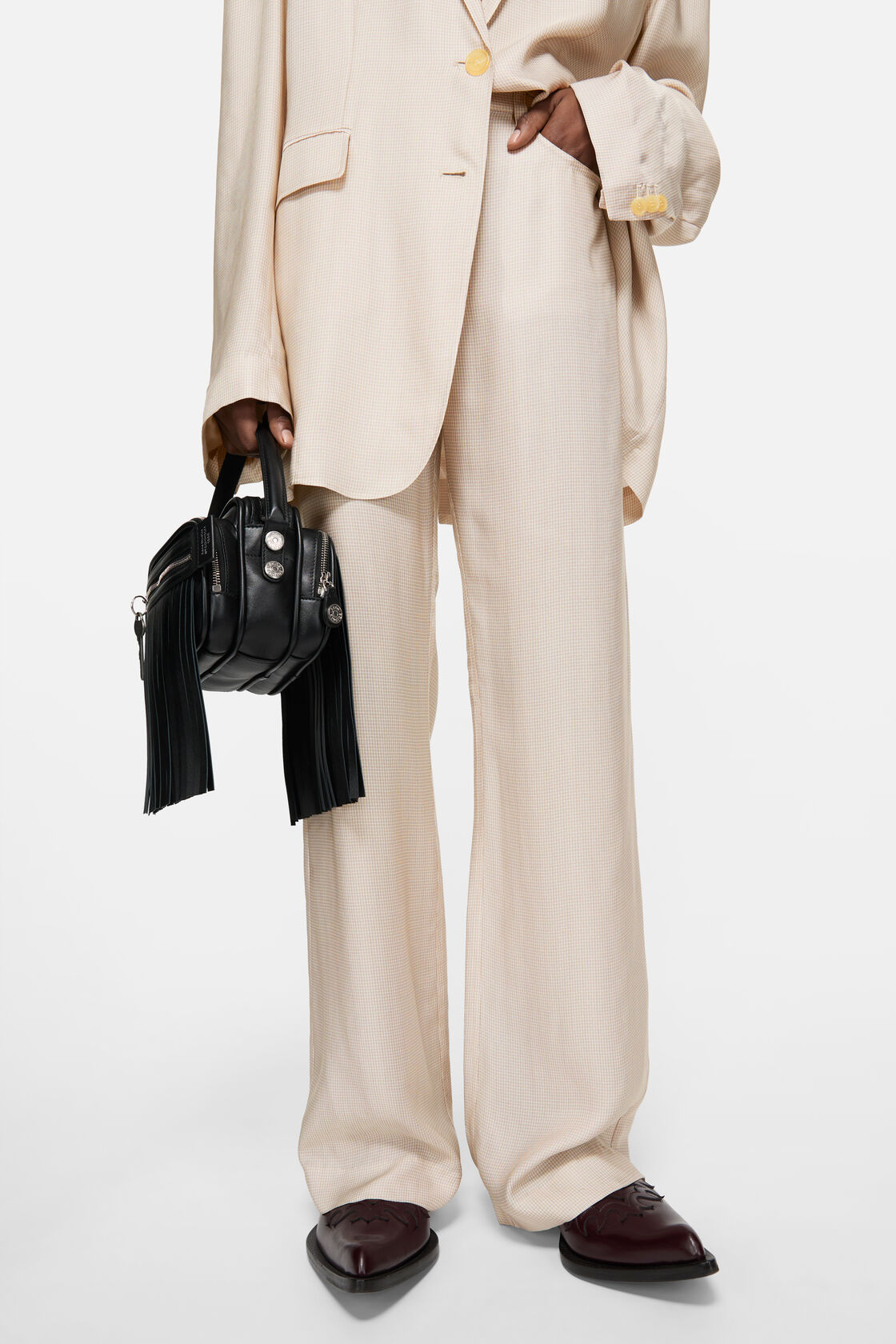 Casual check trousers, Beige Multi, 2000x