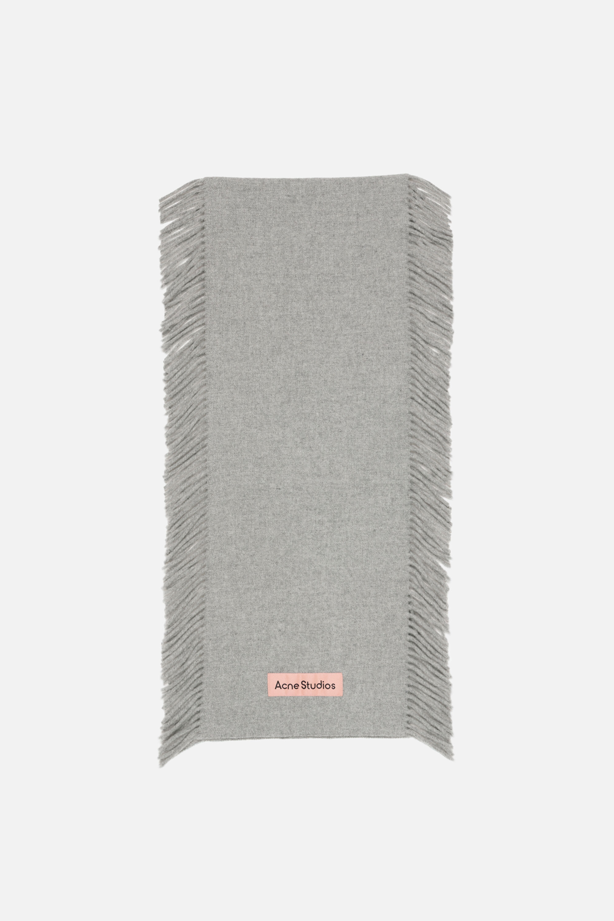 Acne Studios グレー フリンジ マフラー Acne Studios - フリンジウールスカーフ - ライトグレーメランジ