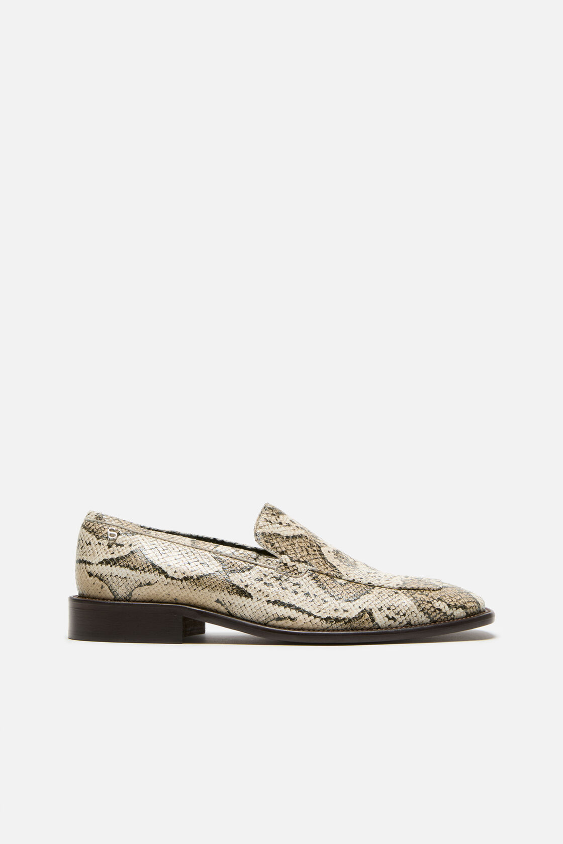 Snake‑print leather loafers, Beige, 2000x
