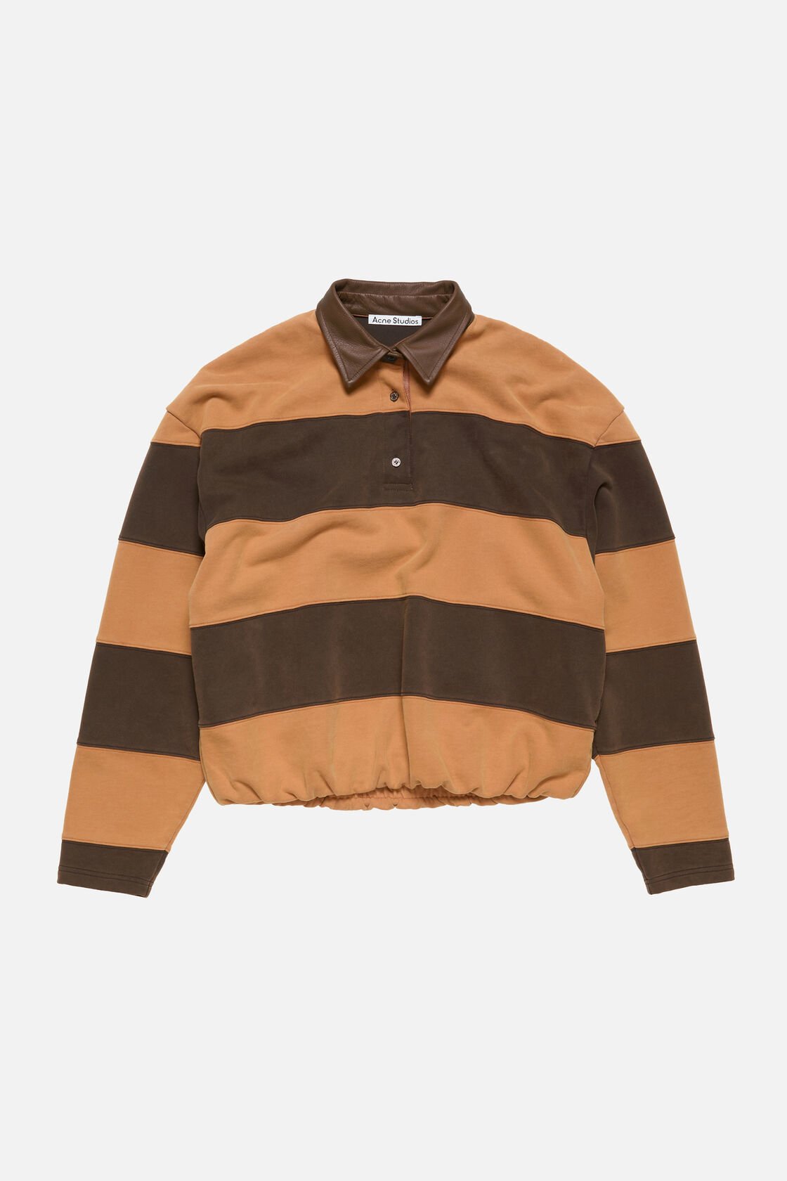 Striped polo sweater, Dark brown/cognac brown, 2000x