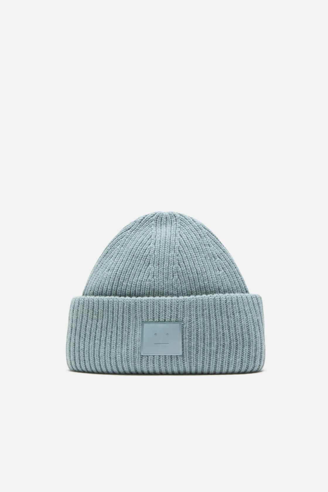 Ribbed face logo beanie, Dusty blue, 2000x