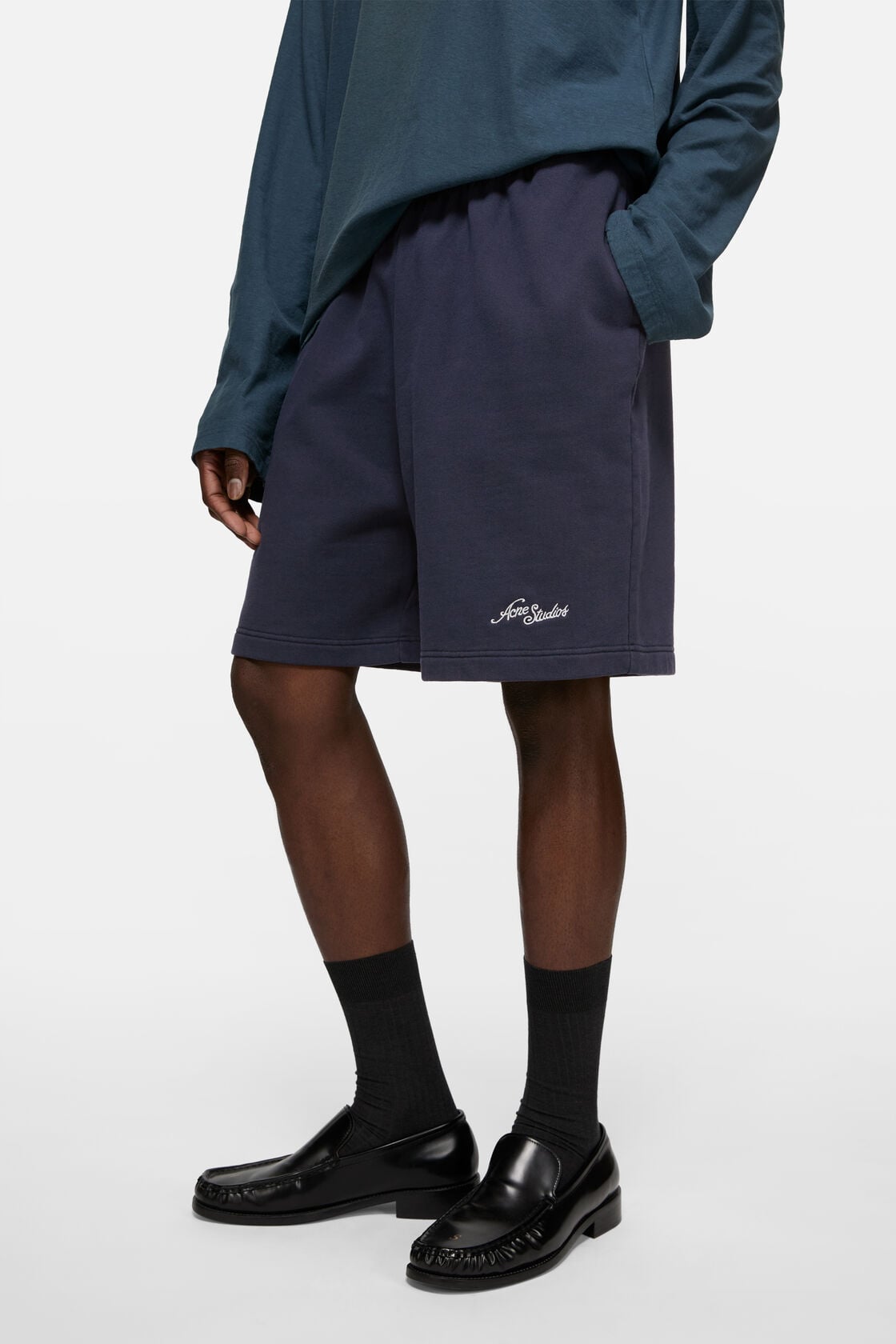 Casual fleece shorts, Dark navy, 2000x