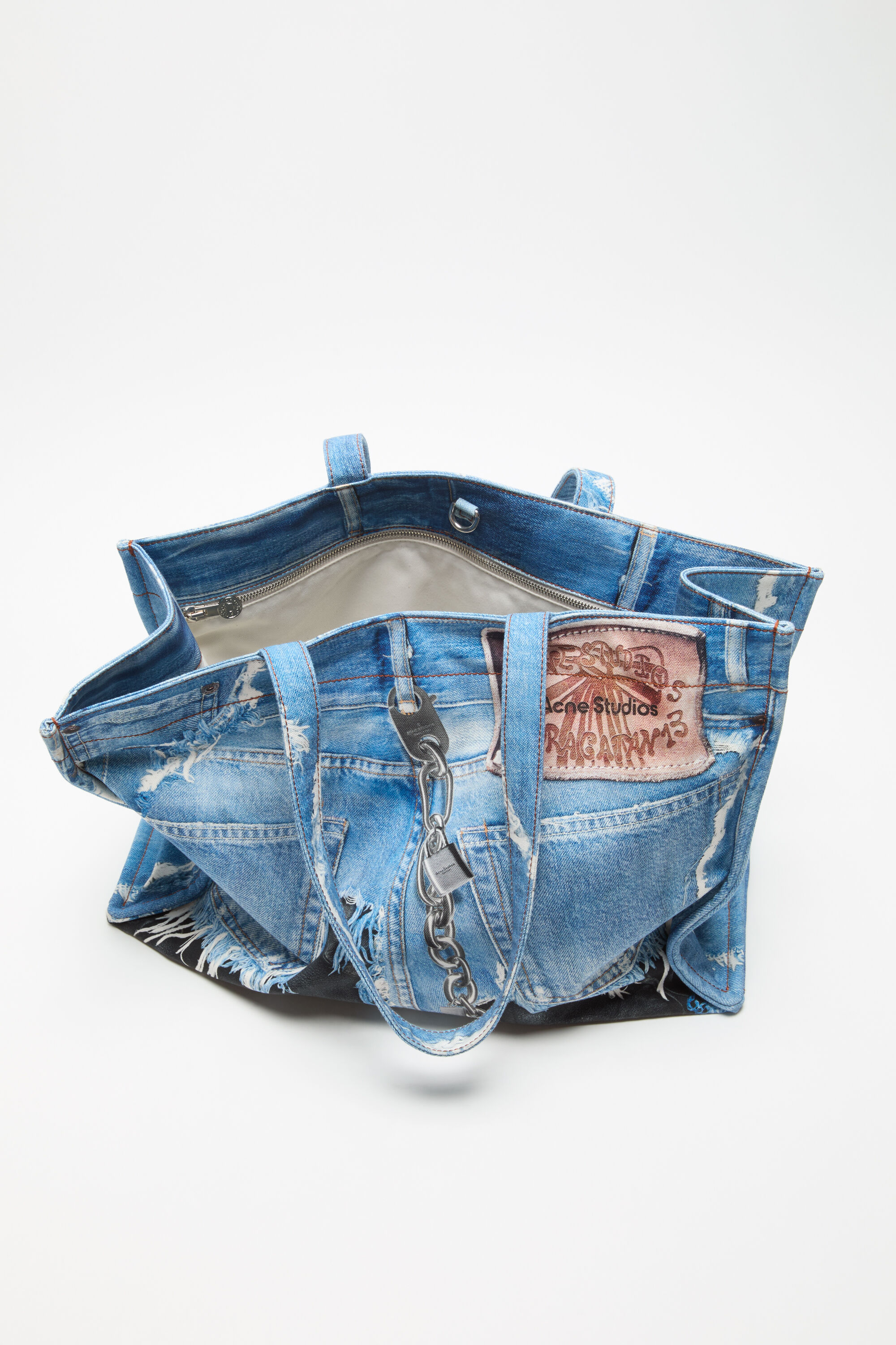 Acne Studios - denim print tote - Mid Blue