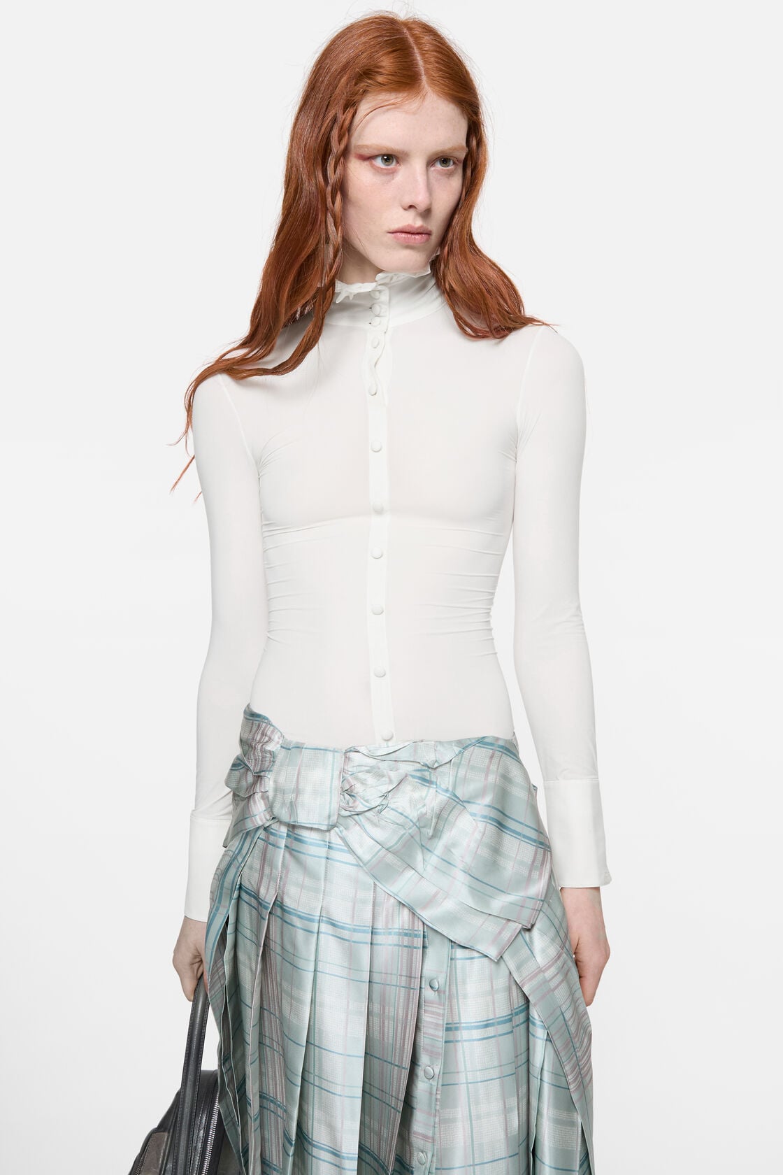 Sheer jersey blouse, White, 2000x
