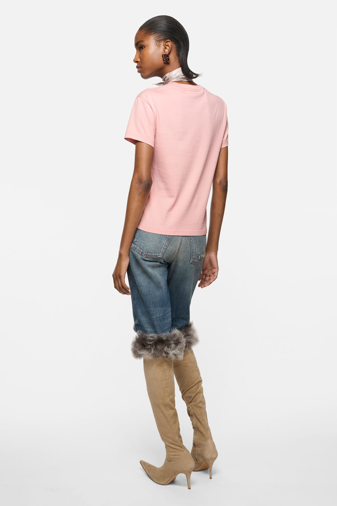 Fitted t-shirt with logo, Faded pink, 2000x