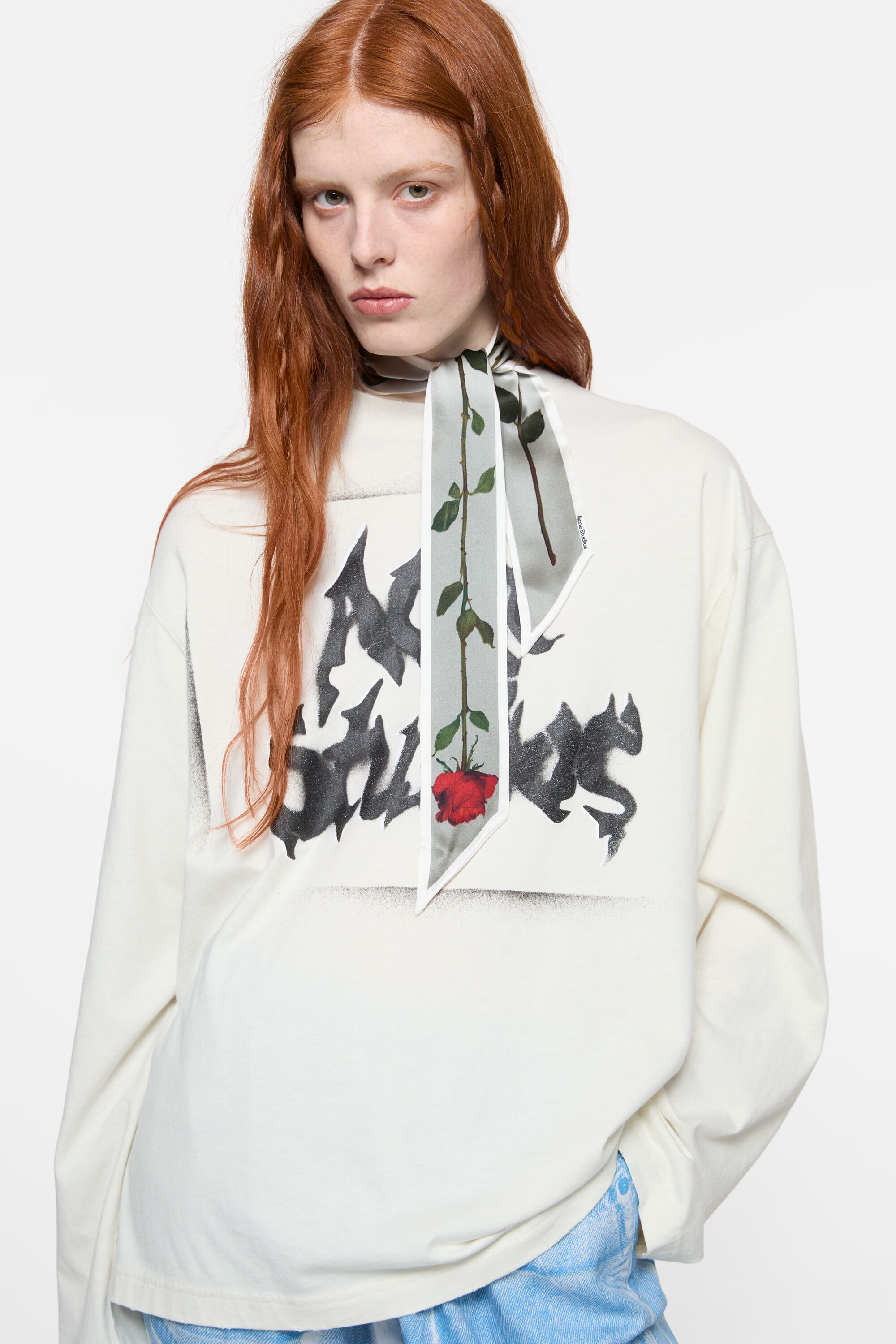 Acne Studios - Thin silk satin scarf - White