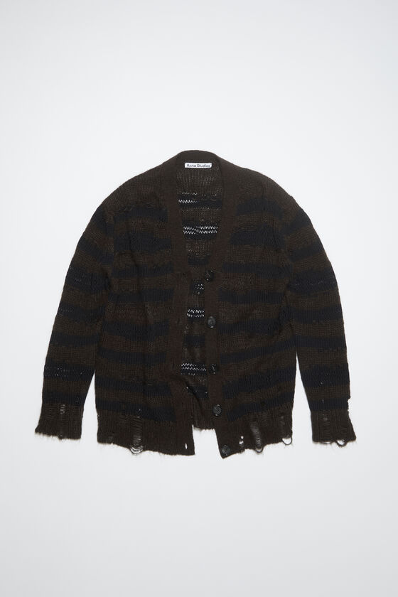 Acne Studios - Distressed stripe cardigan - Warm Charcoal Grey/Black