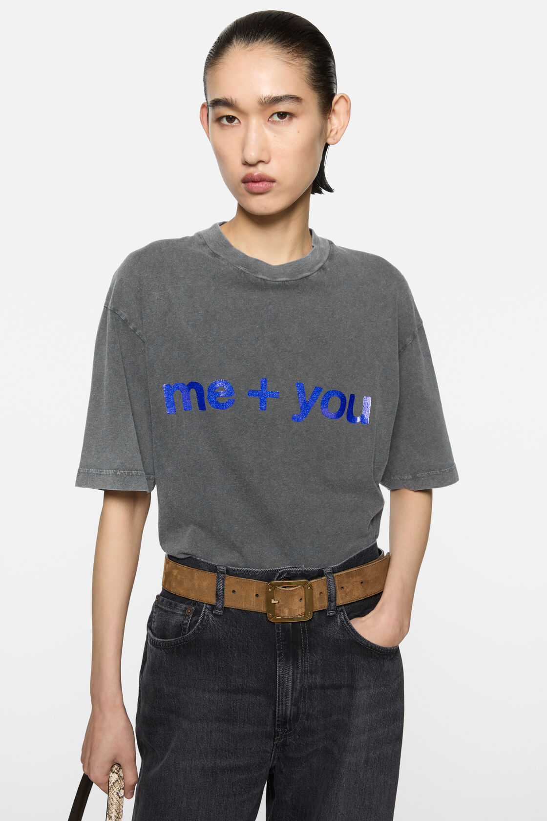 Glitter graphic t-shirt, Faded black, 2000x