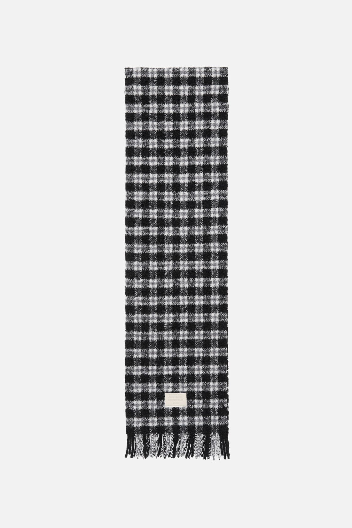 Checked logo scarf, White/black, 2000x