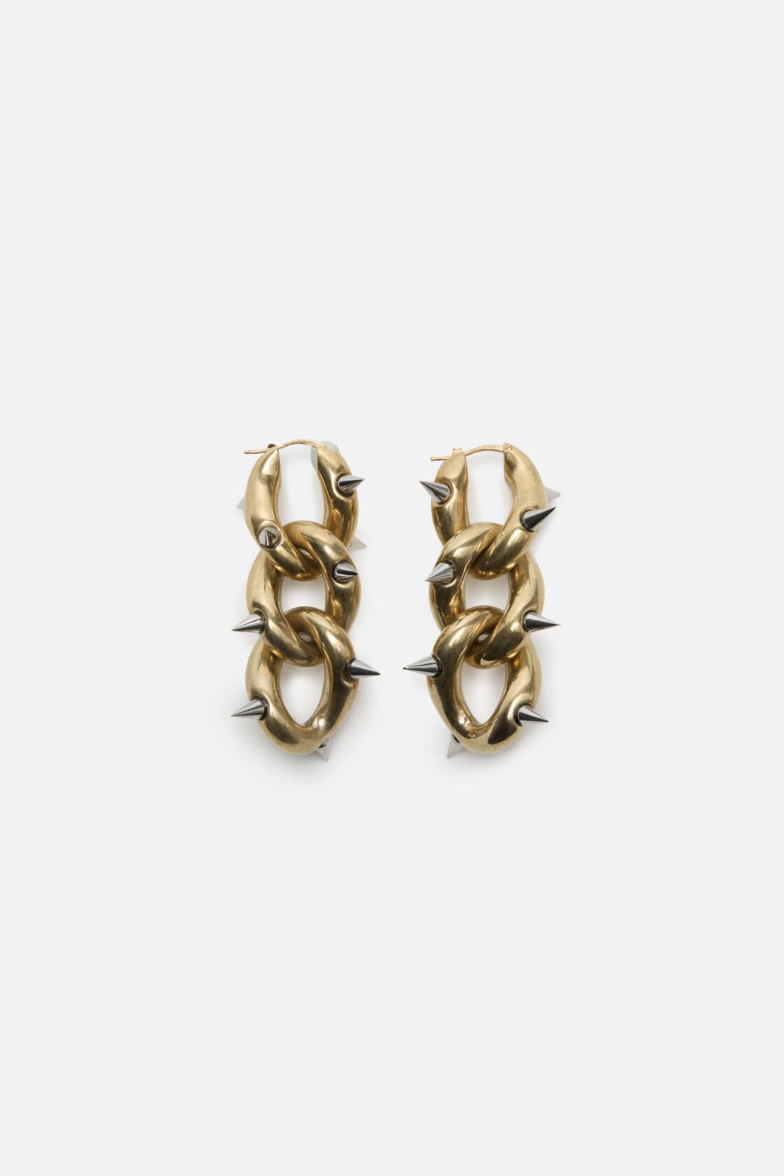 Chunky chain earrings, Semi matt gold/Silver, 2000x