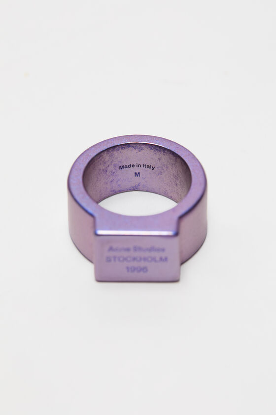Acne Studios - Logo engraved signet ring - Silver blue