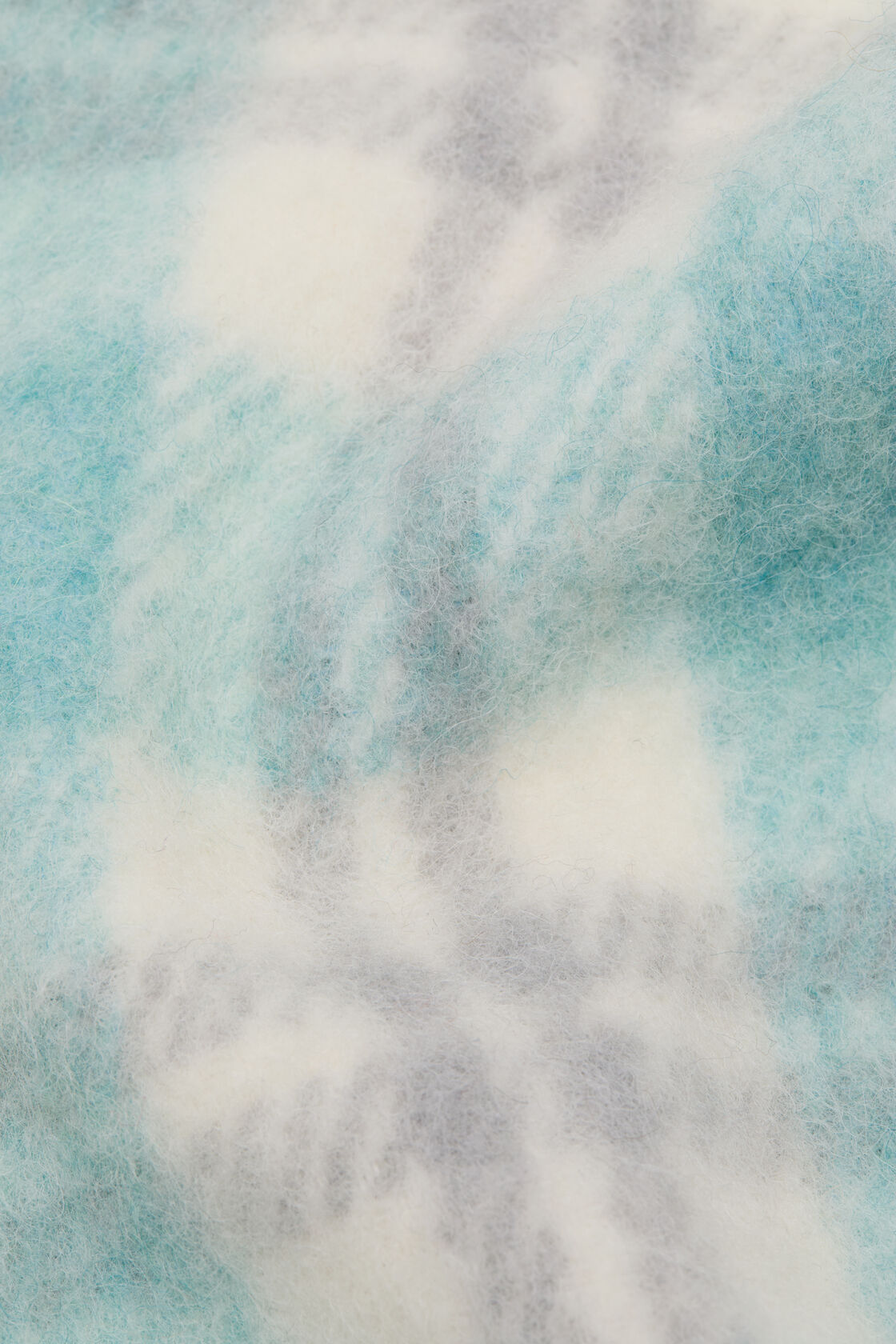 Fringed alpaca-wool scarf, White/Aqua, 2000x