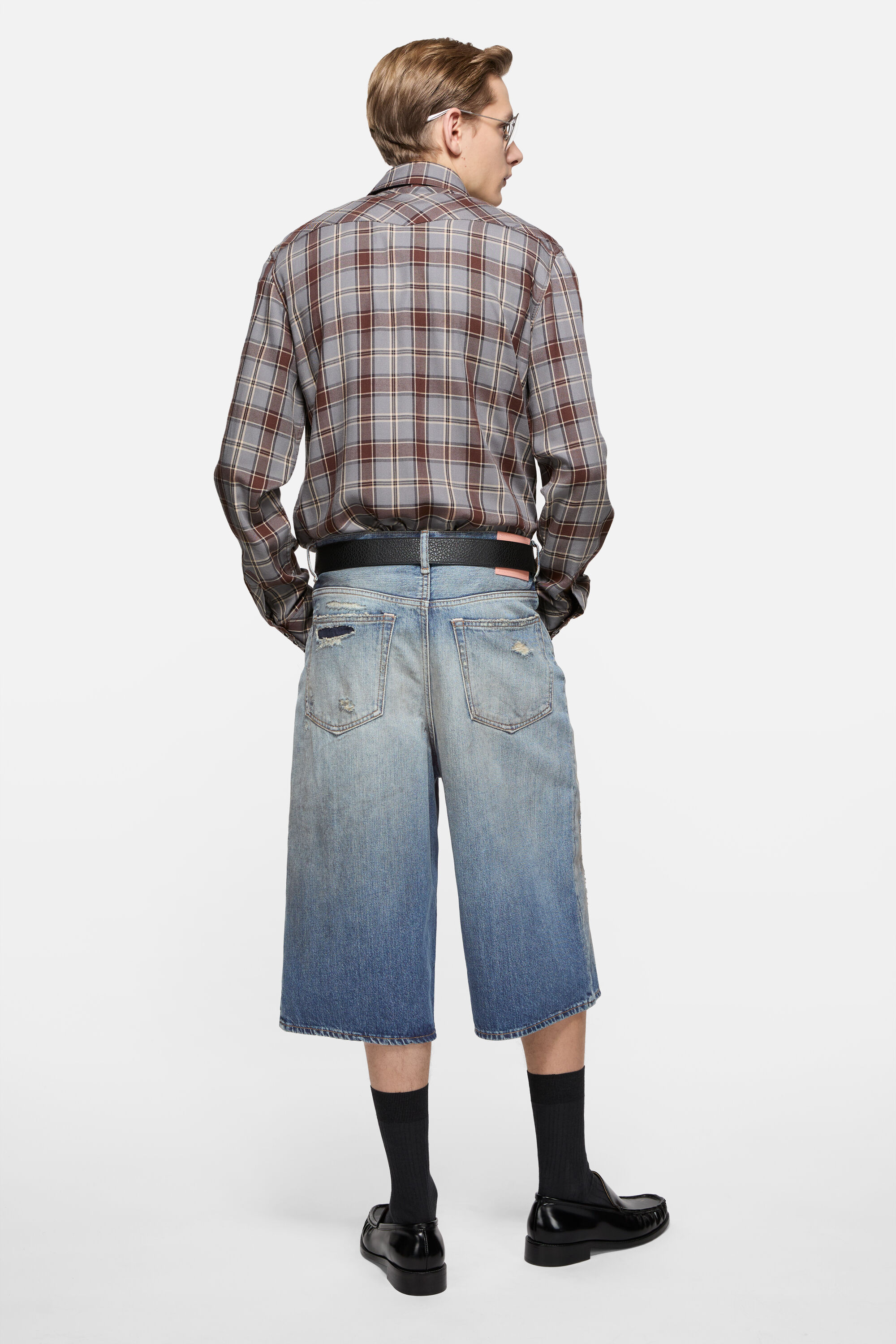 Acne Studios - リペアデニムショートパンツ - ミッドブルー