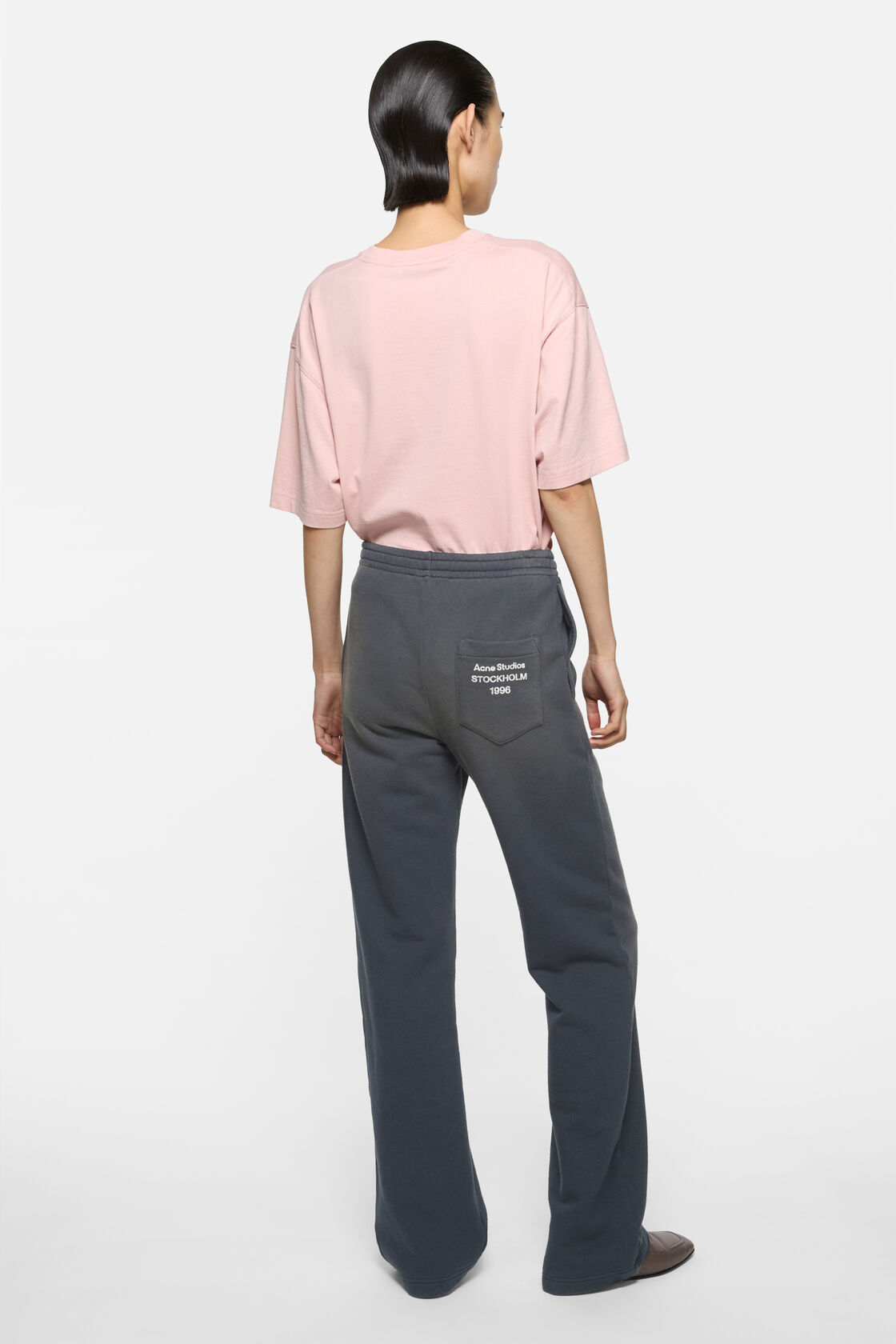 Fleece trousers with stamp logo, Faded black, 2000x