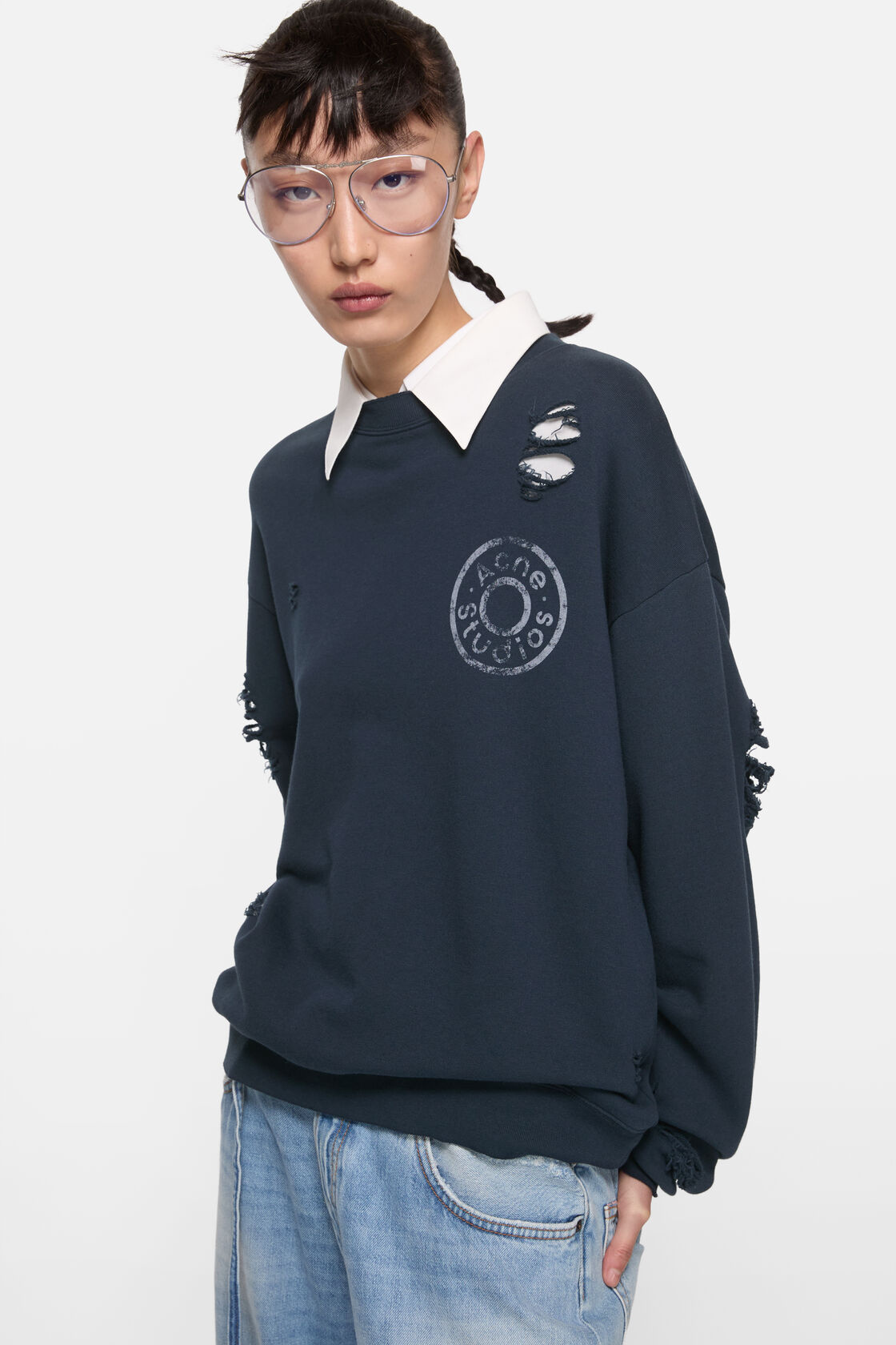 Logo fleece sweatshirt, Dark navy, 2000x