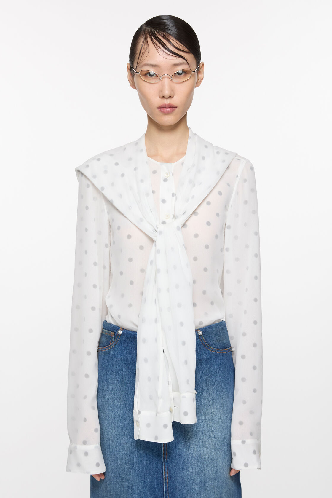 Layered blouse, Black/white, 2000x