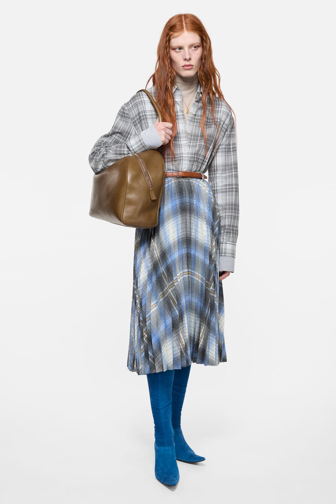 Layered flannel shirt, Black/white, 2000x