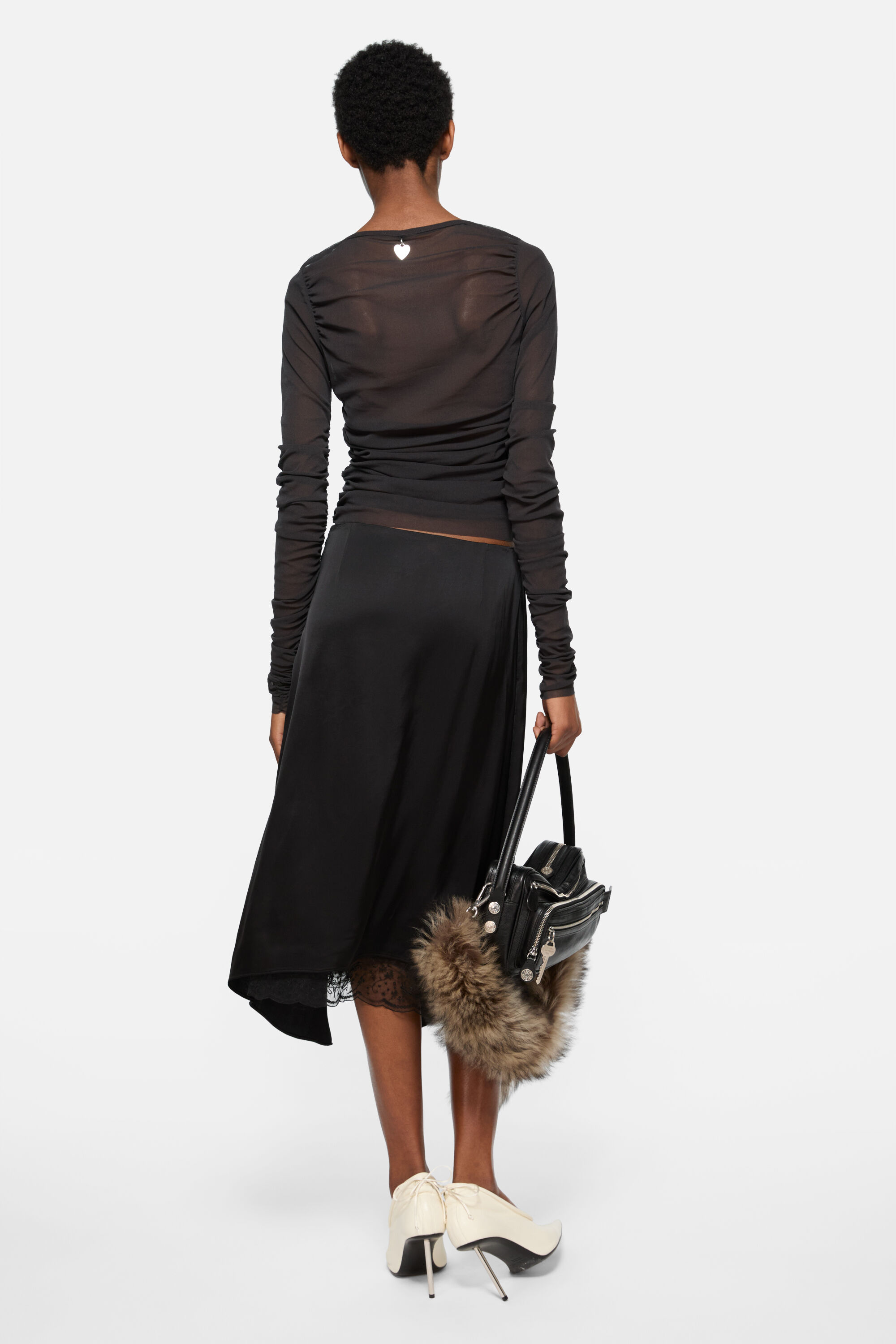 long sleeve mesh blouse