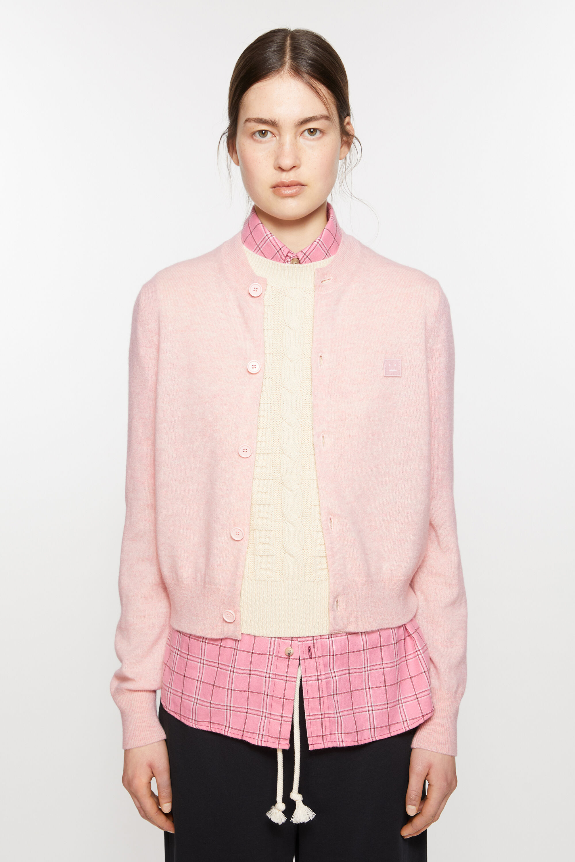 아크네 스튜디오 Acne Studios Crew neck cardigan - Faded pink melange