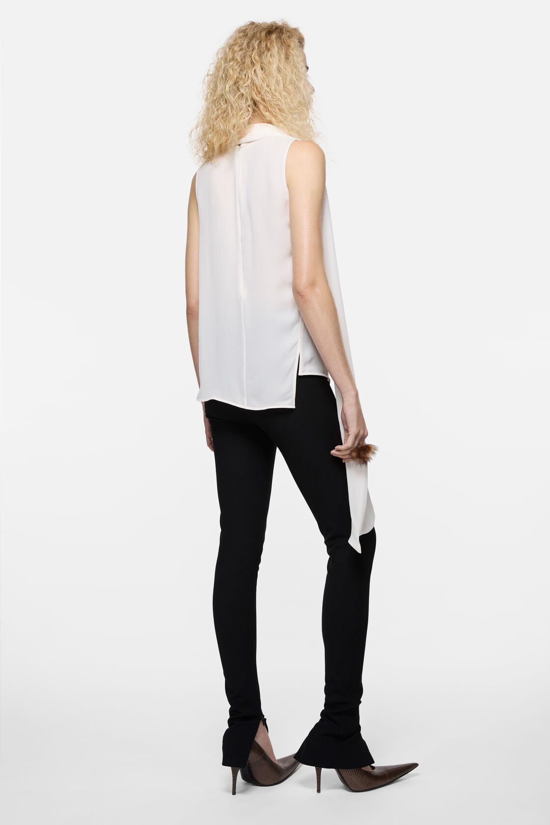 Silk sleeveless blouse, Marble White, 2000x
